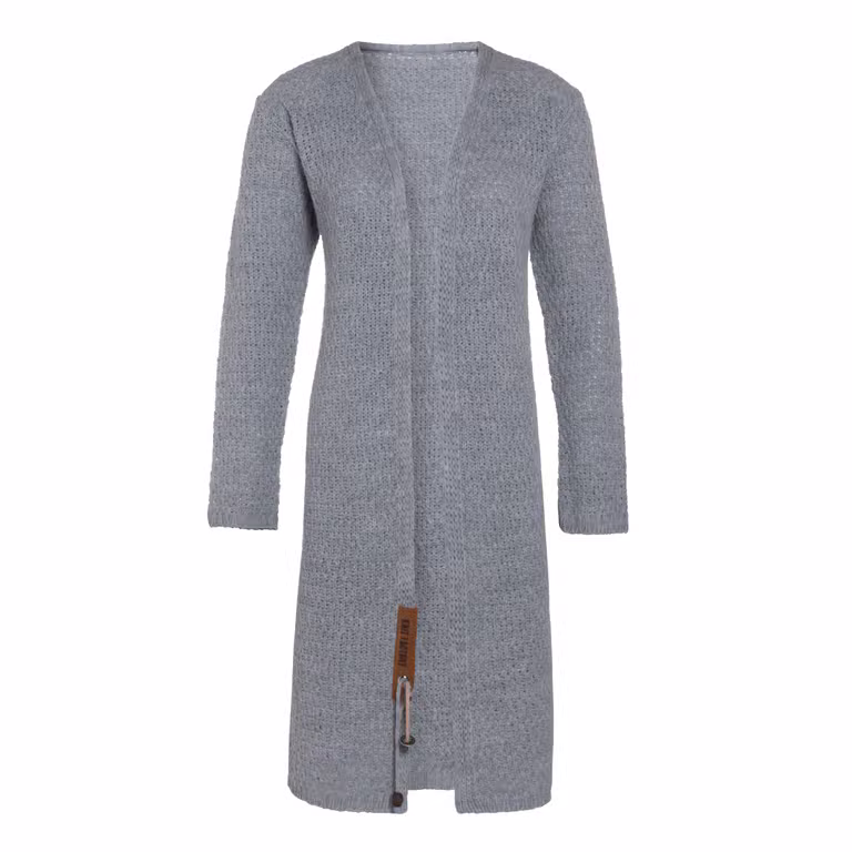 Luna Long Knitted Cardigan Light Grey - 36/38