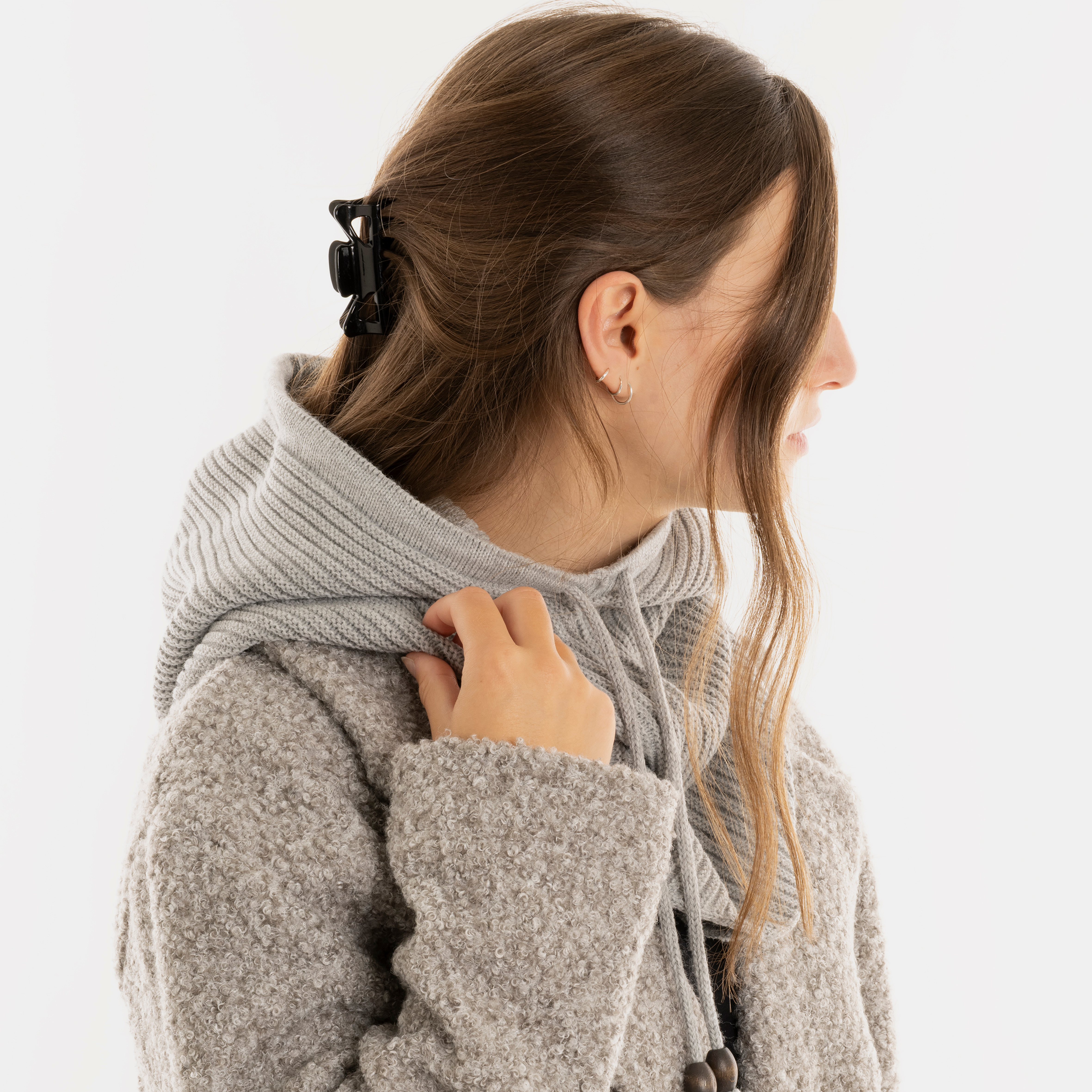 Evy Hooded Scarf Light Grey