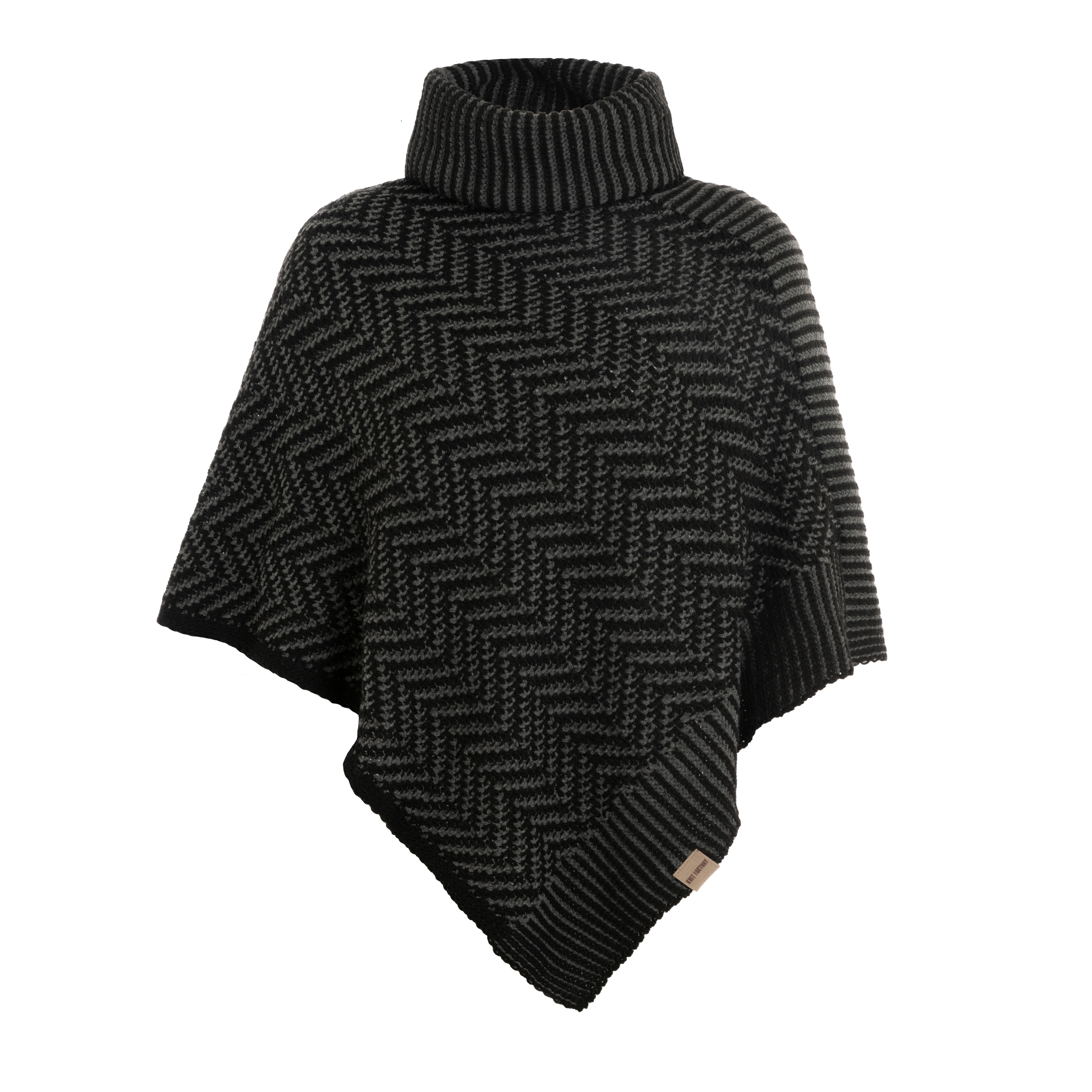 Amber Knitted Poncho Black/Anthracite