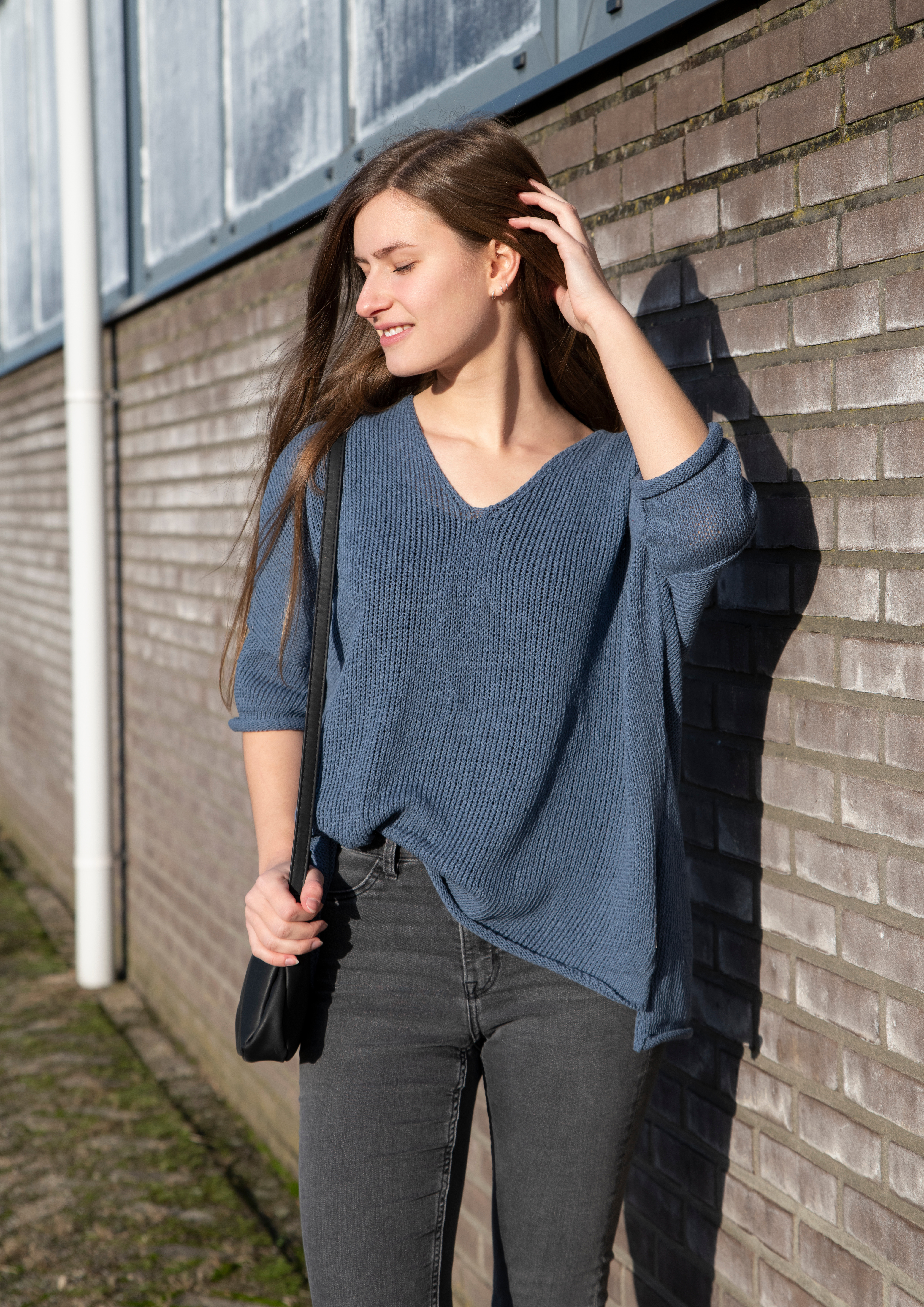 Jasmin Strickpullover V-Ausschnitt Grau - 36/44