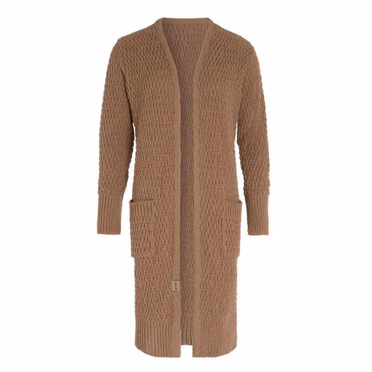 Jaida Long Knitted Cardigan Nude - 36/38 - With side pockets