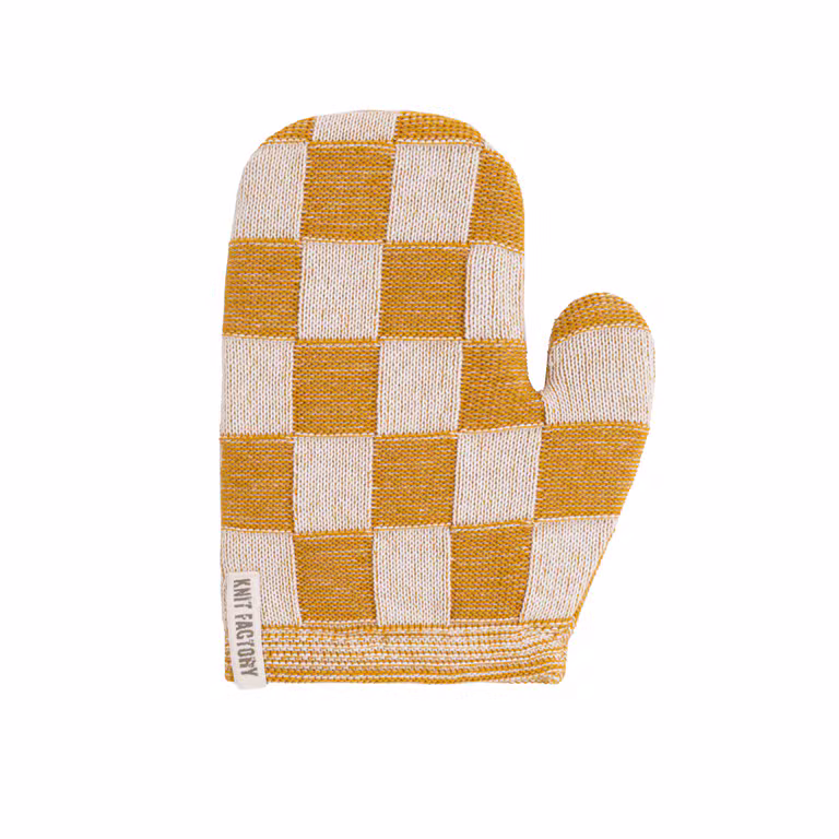 Ofenhandschuh Block Ecru/Ocker
