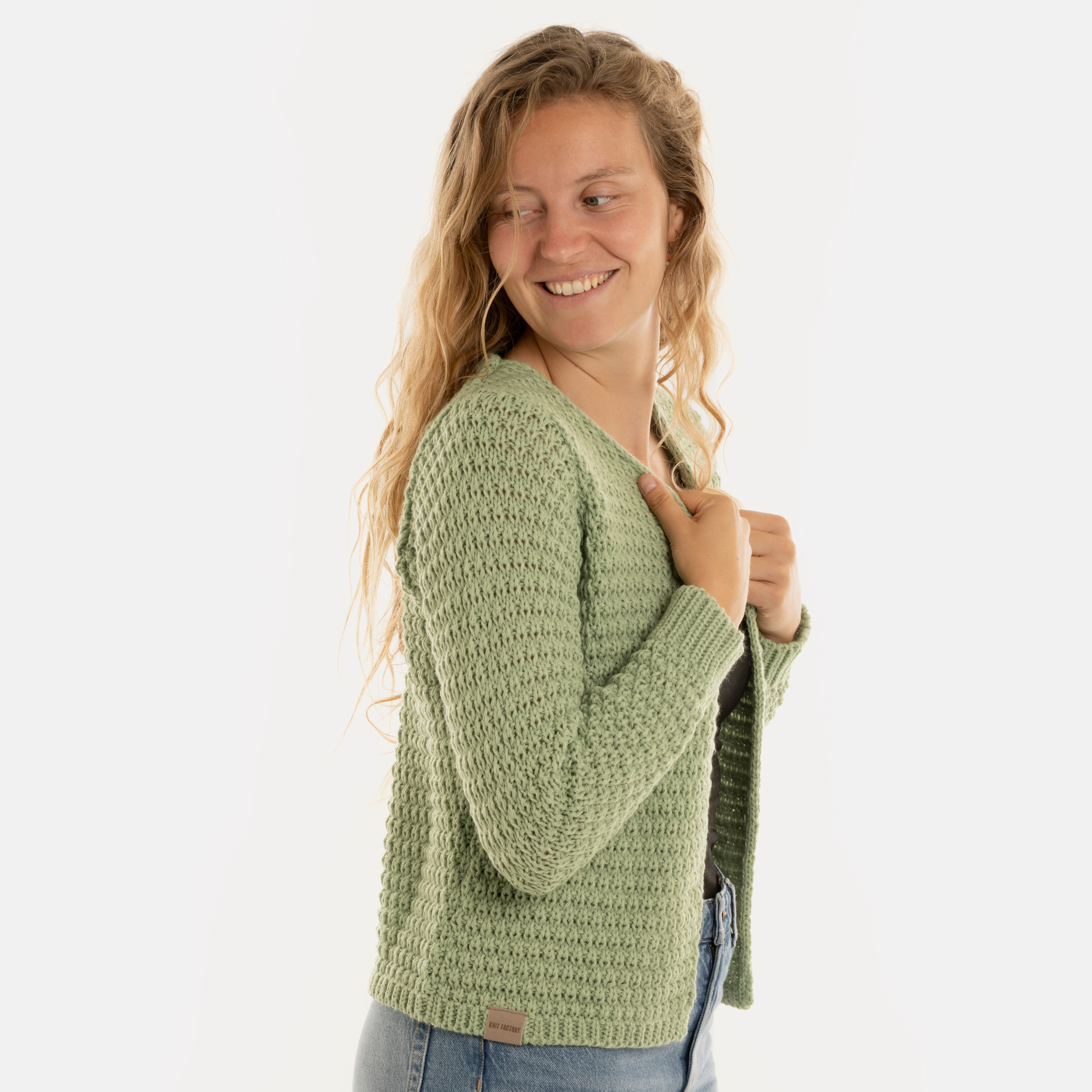 Becky Kurze Strickjacke Sage Green - 40/42