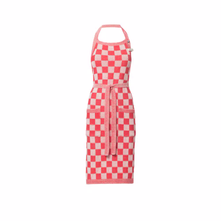 Keukenschort Block Ecru/Rood