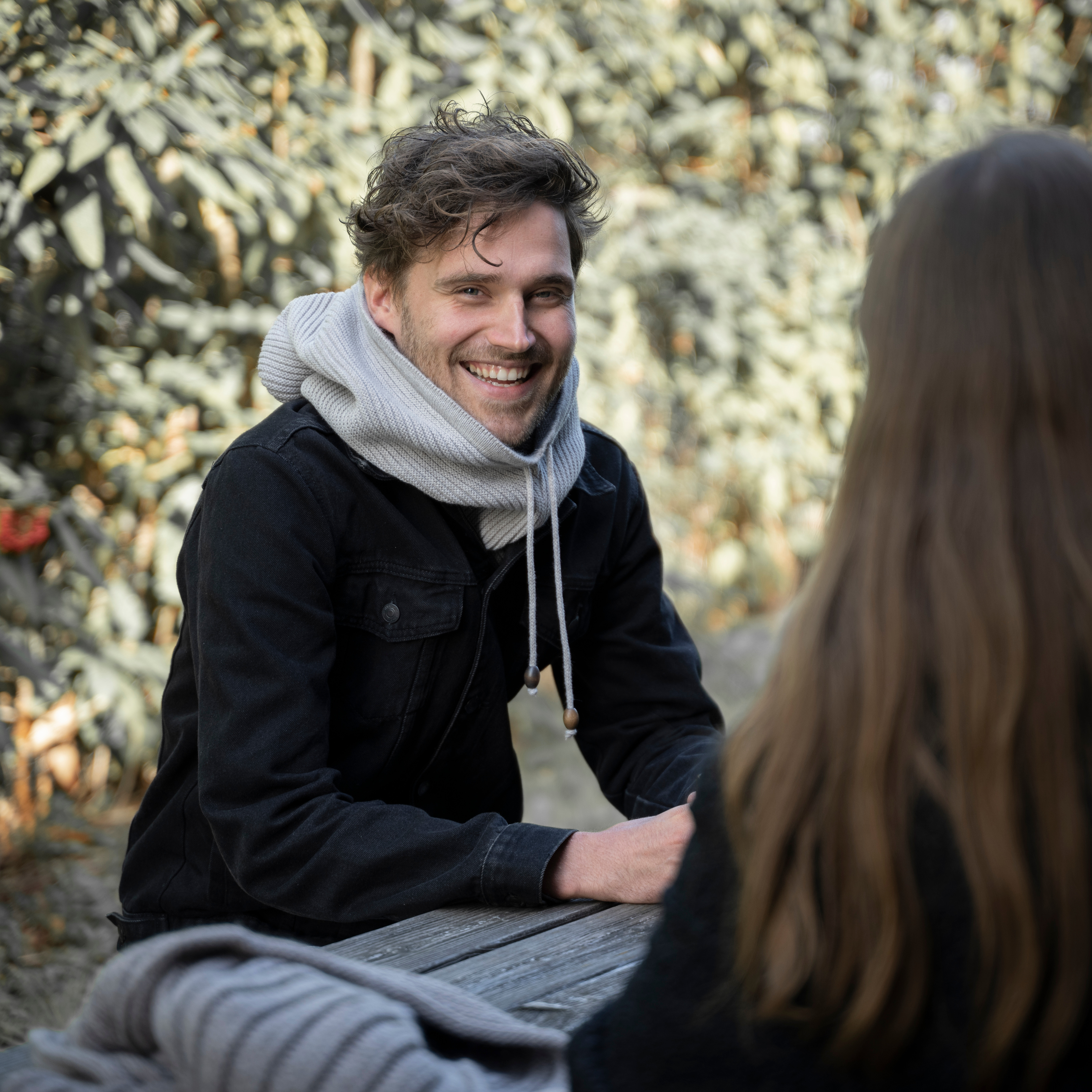 Evy Hooded Scarf Light Grey