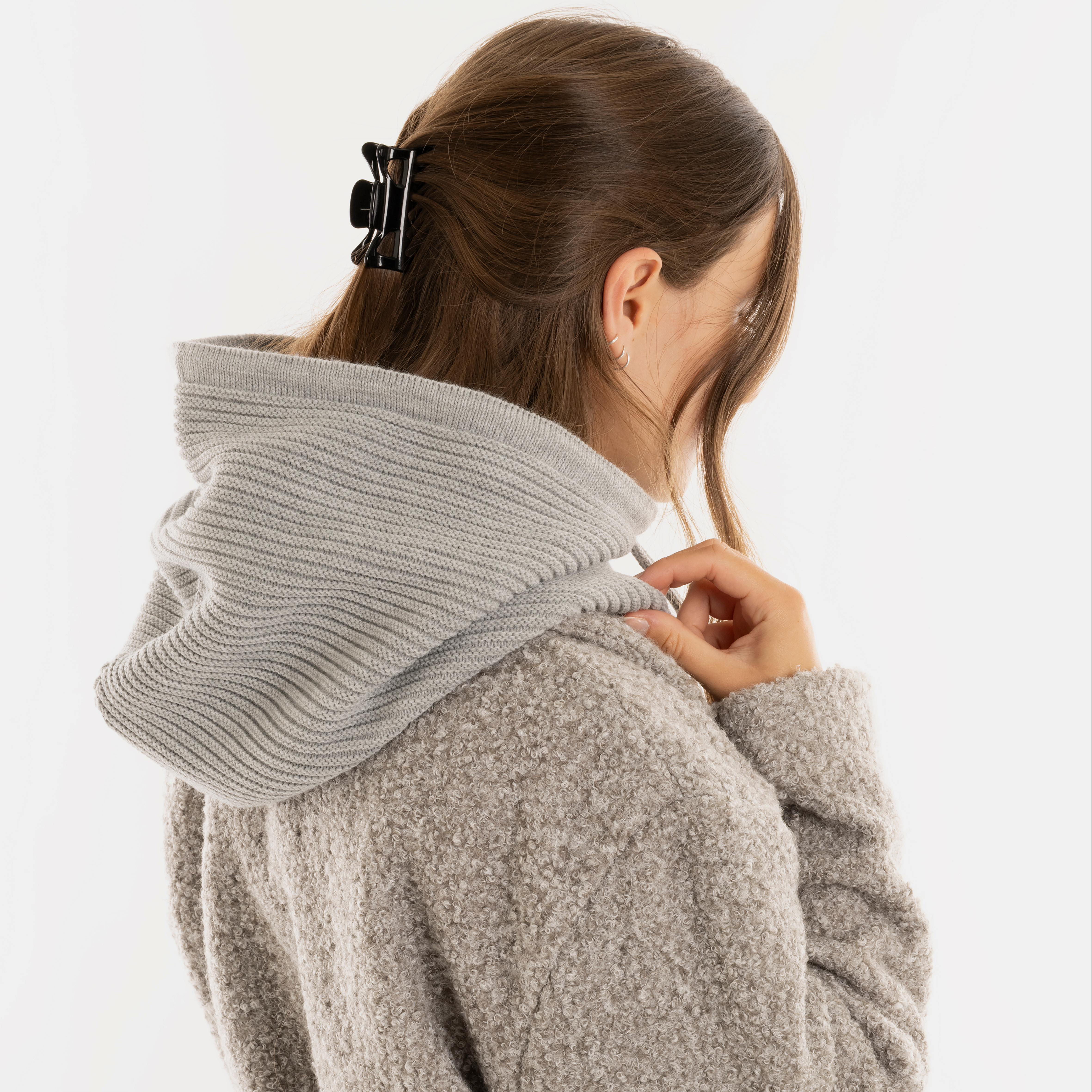 Evy Hooded Scarf Light Grey