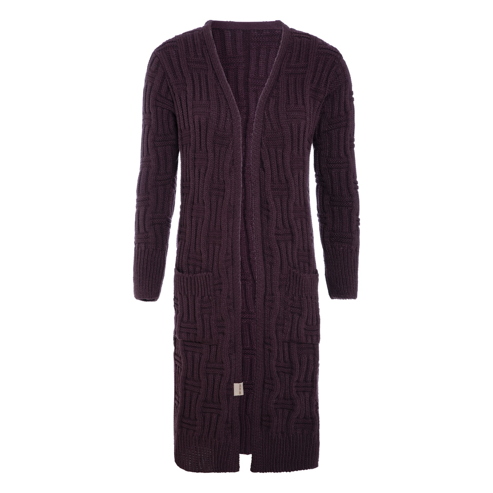 Bobby Lang Gebreid Vest Aubergine - 40/42 - Met steekzakken