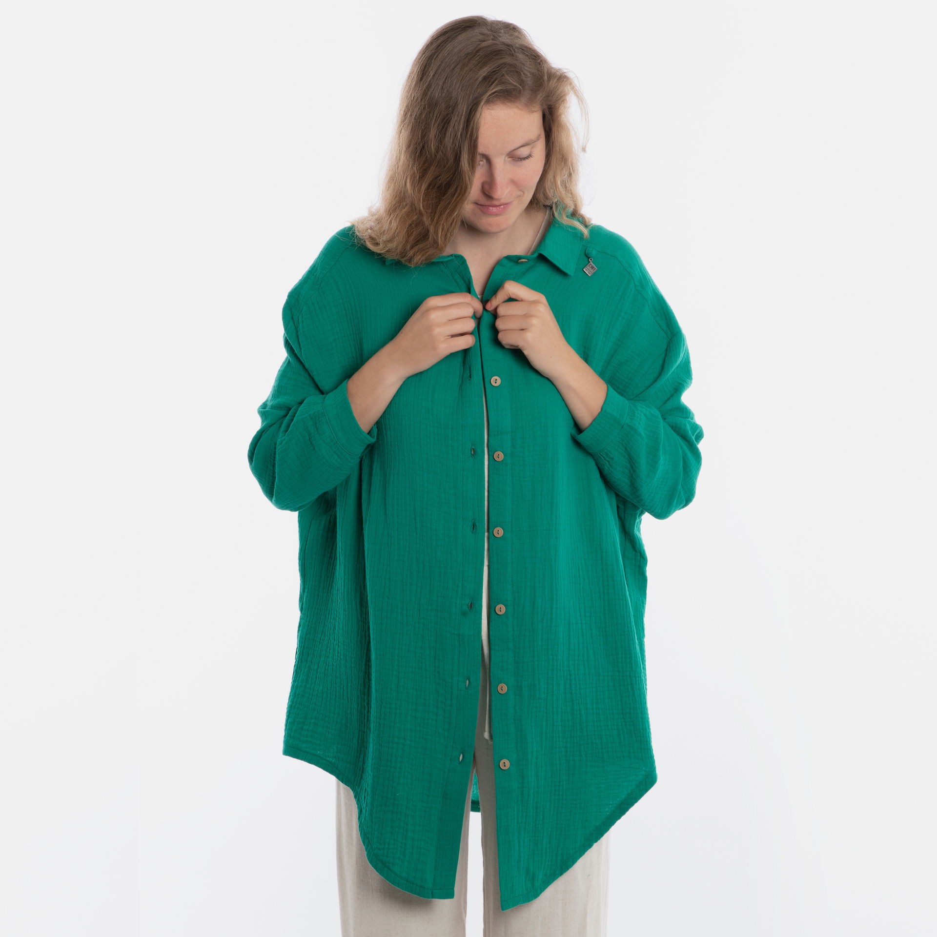 Yuki Musselin-Bluse Bright Green - Onesize 36/44