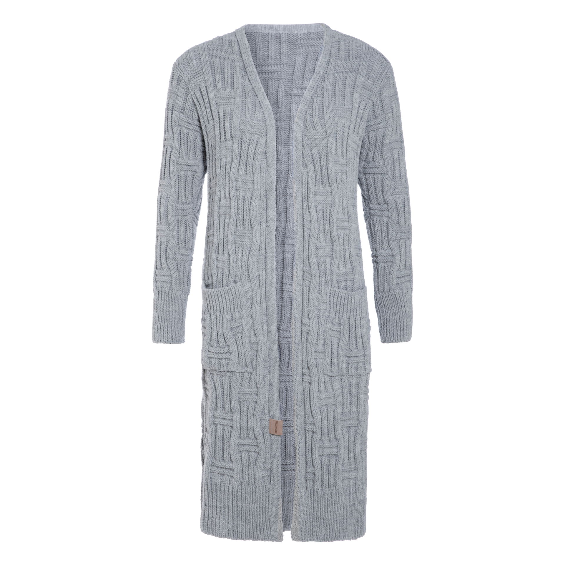 Bobby Long Knitted Cardigan Light Grey - 40/42 - With side pockets