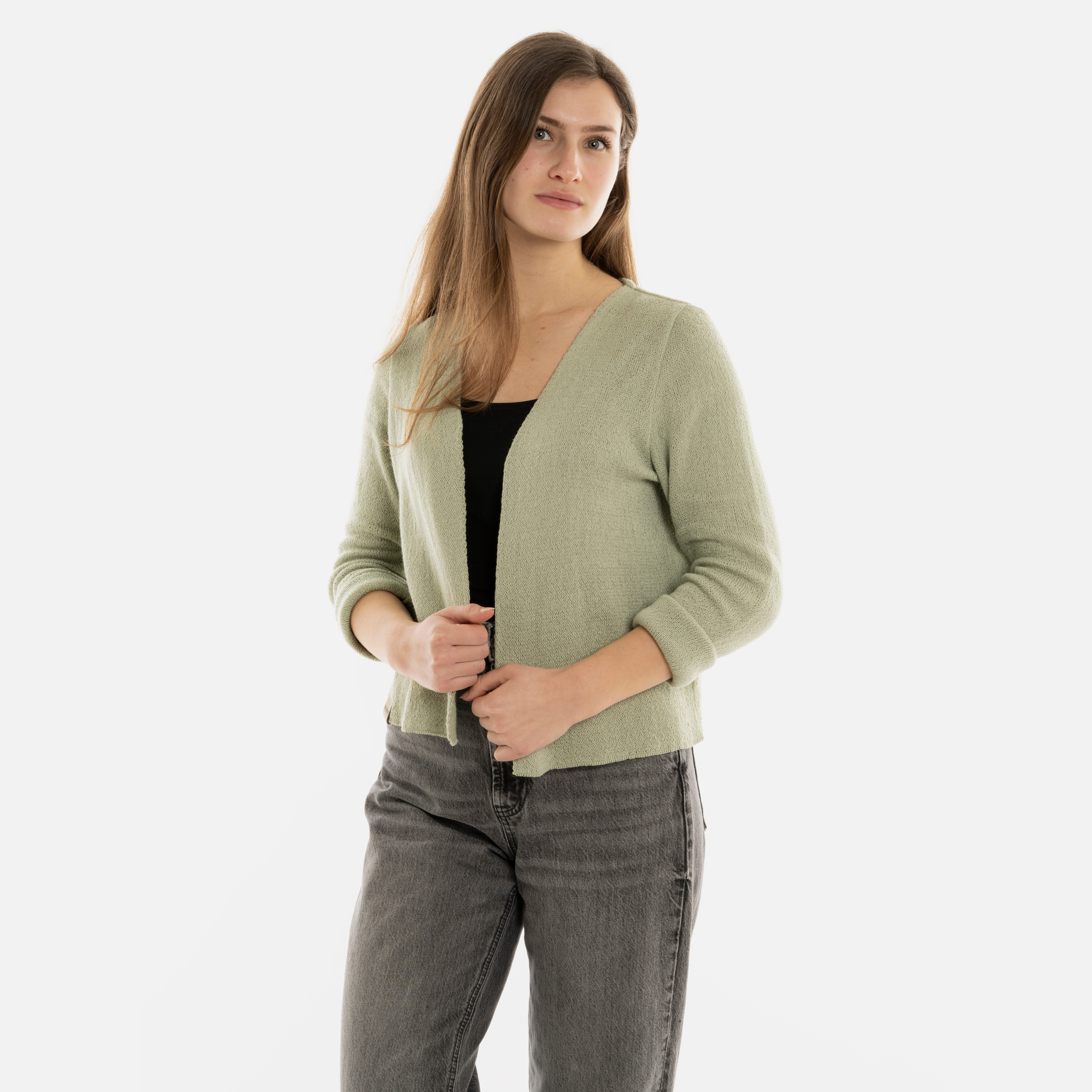 Ella Short Knitted Cardigan Sage Green - 36/38