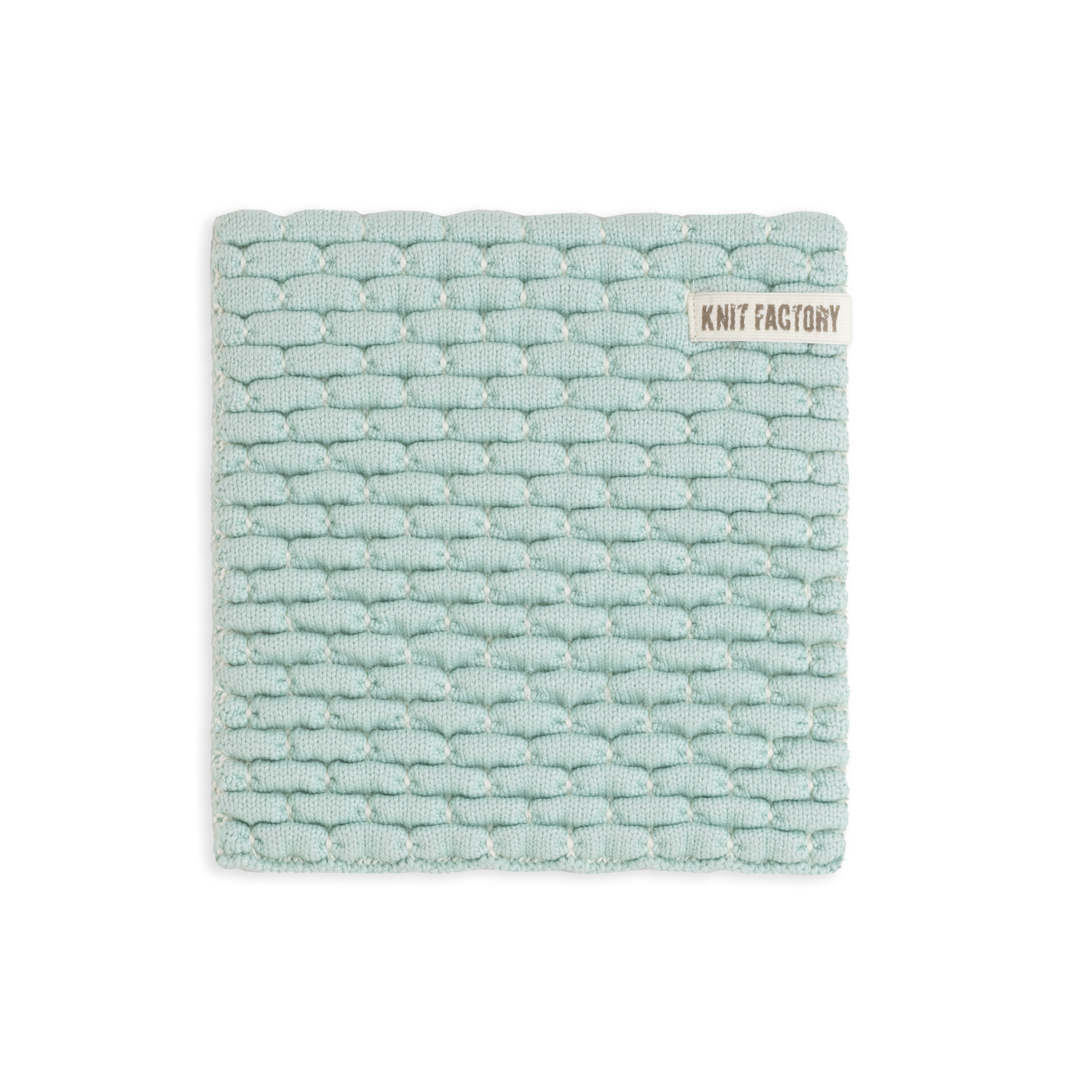 Gebreide Onderzetter Block Ecru/Mint