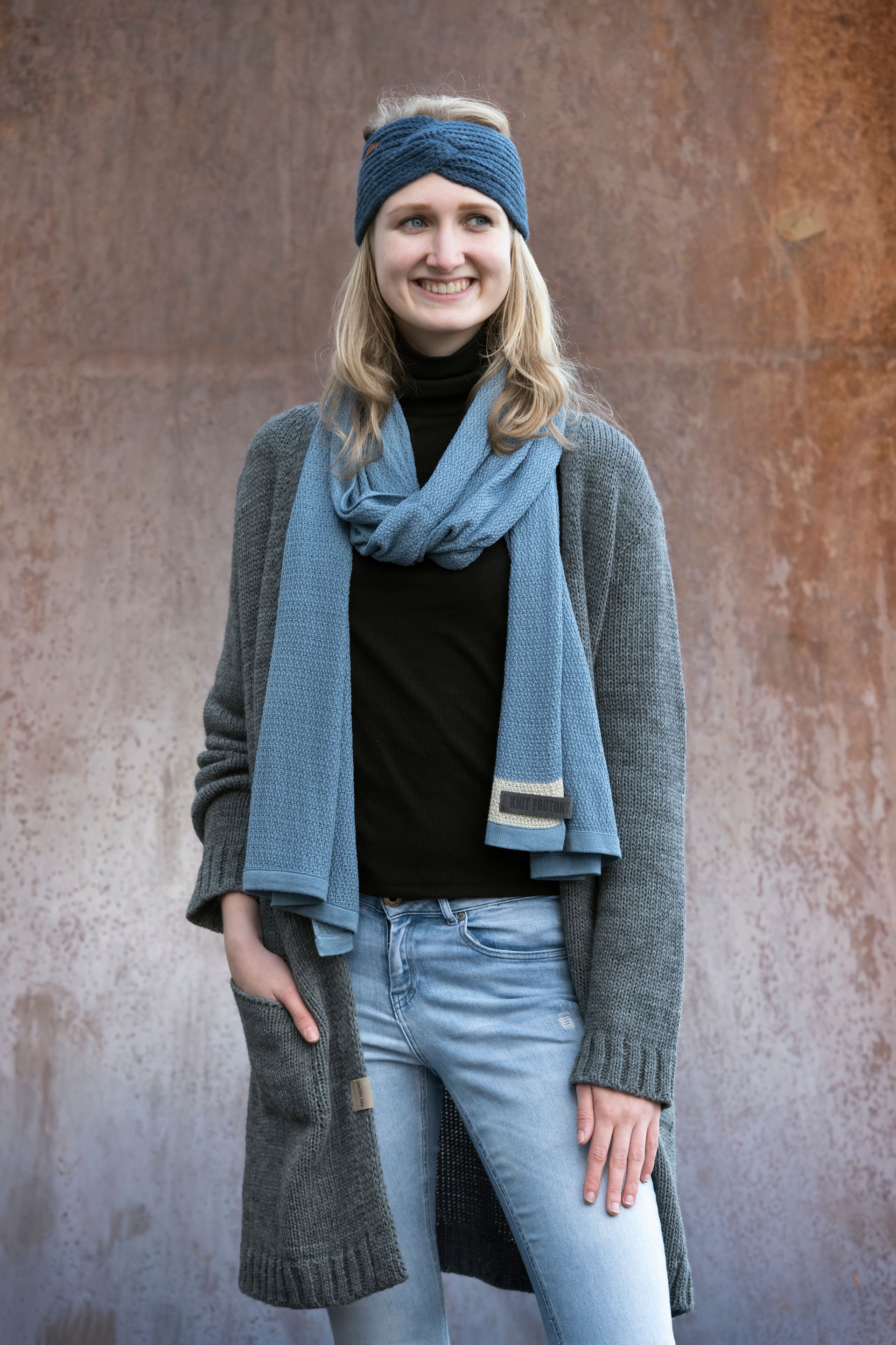 Ruby Gebreid Vest Linnen - 40/42 - Met steekzakken