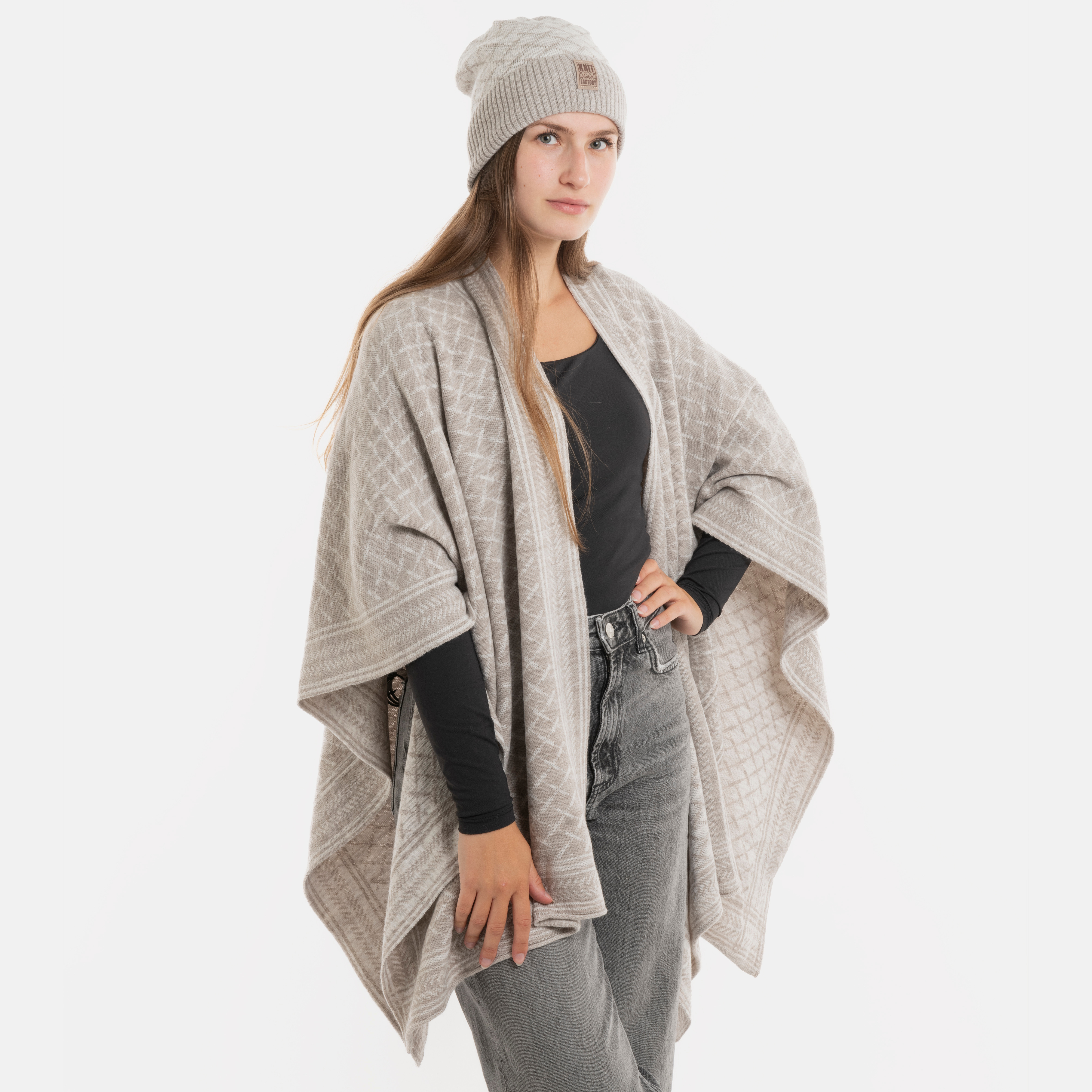 Dusk Poncho Cape Iced Clay/Beige