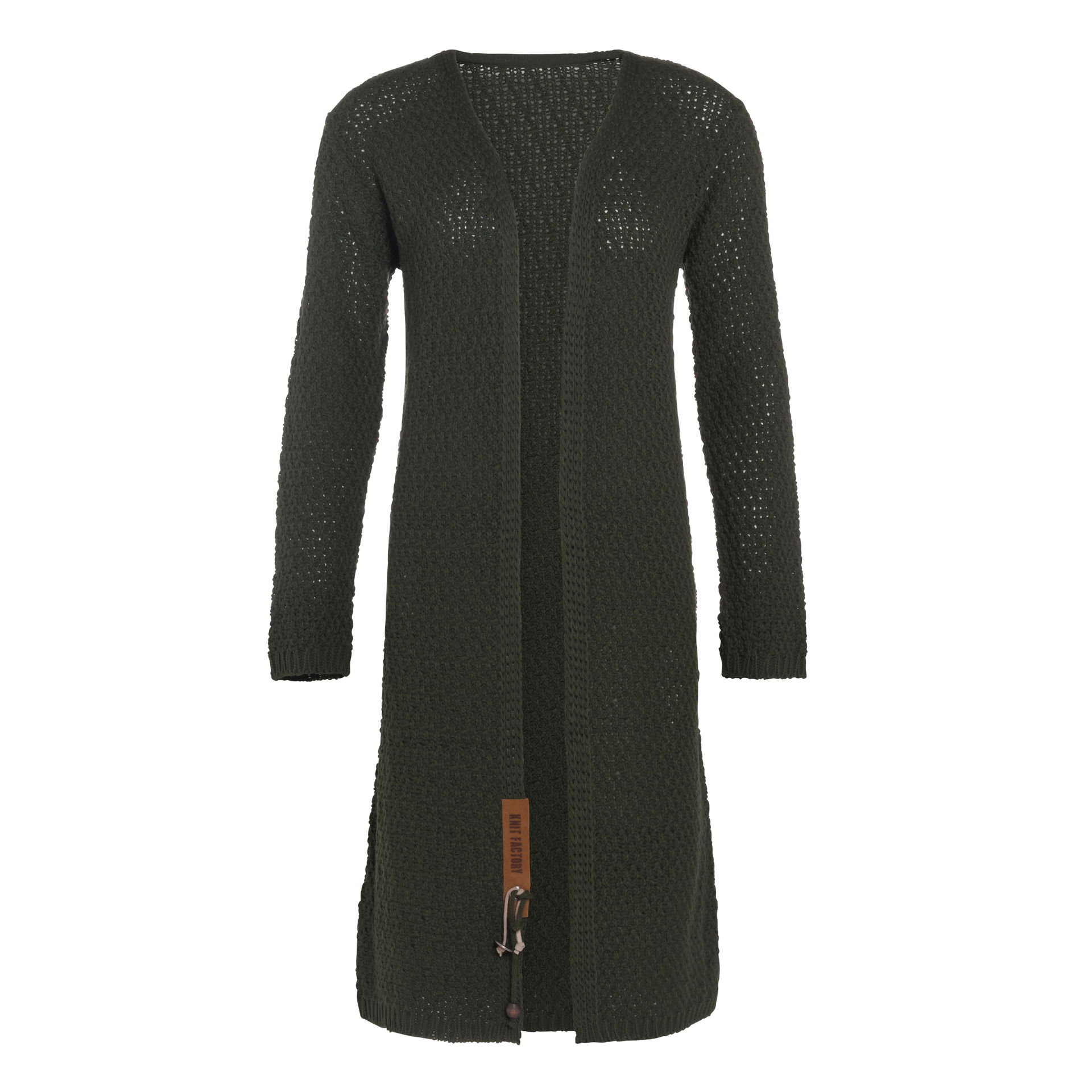 Luna Lang Gebreid Vest Khaki - 40/42