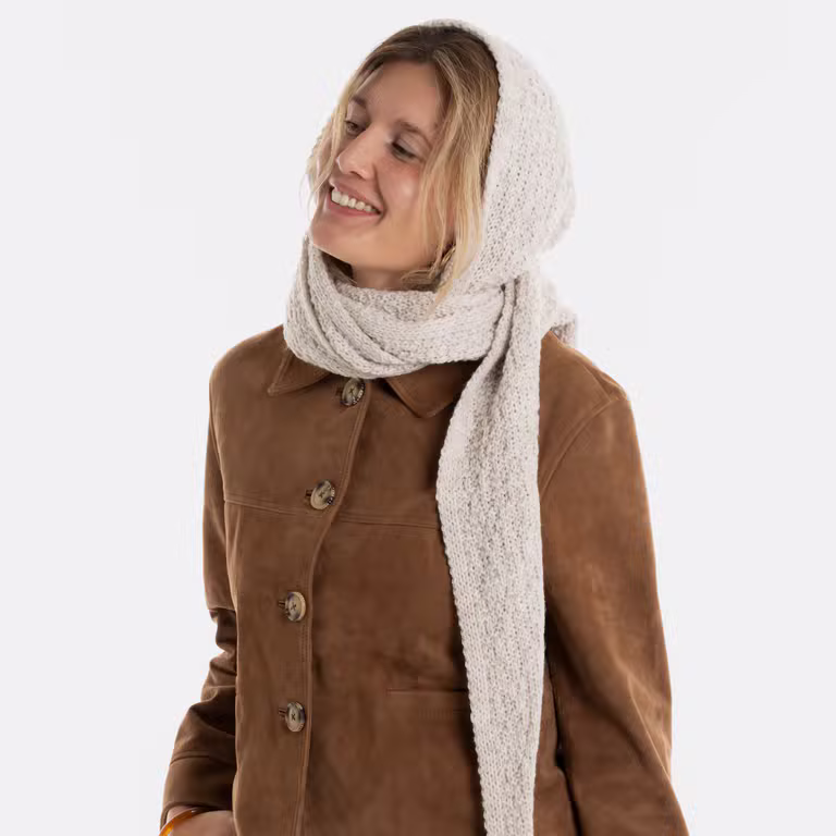 Blake Hooded Scarf Beige