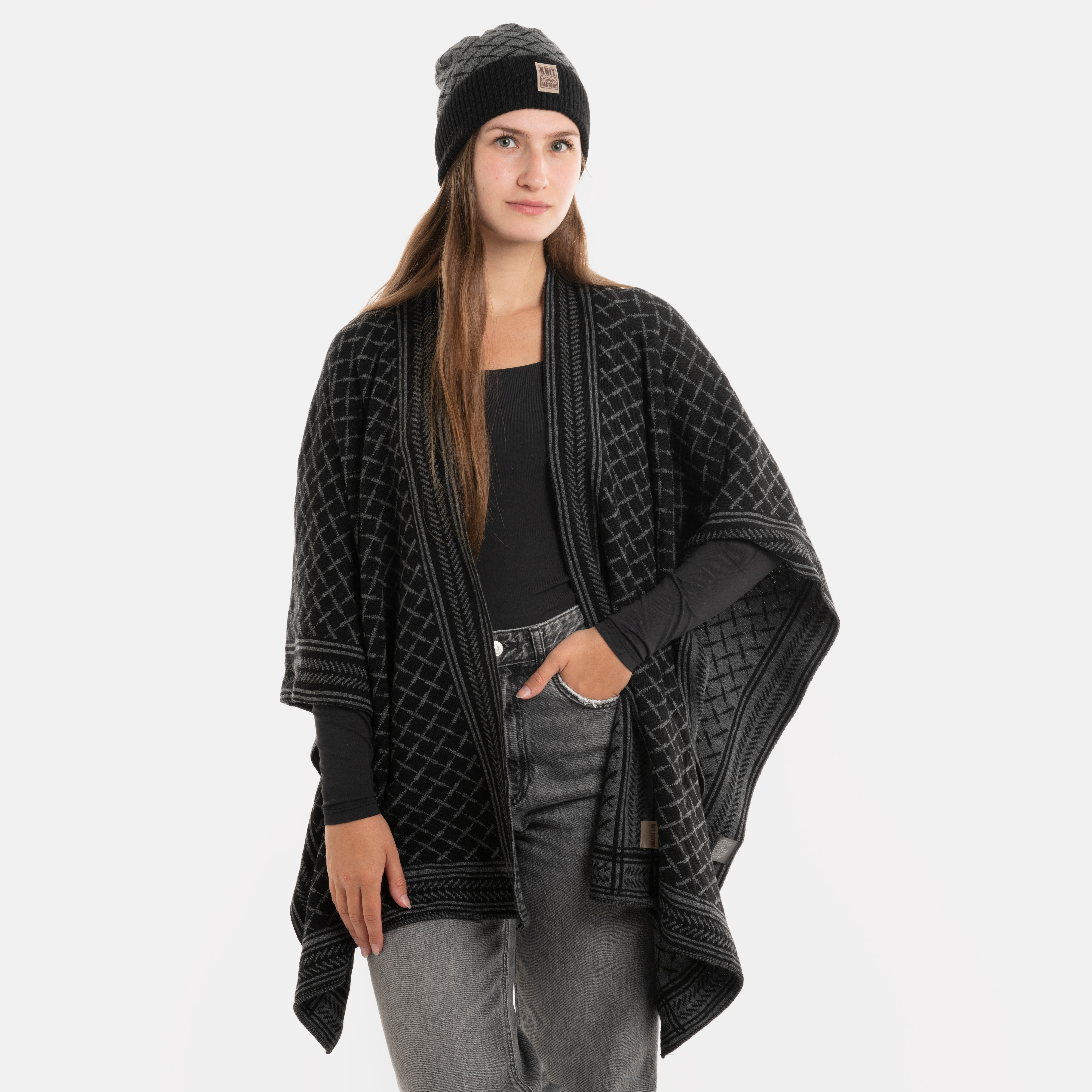 Dusk Poncho Cape Schwarz/Anthrazit