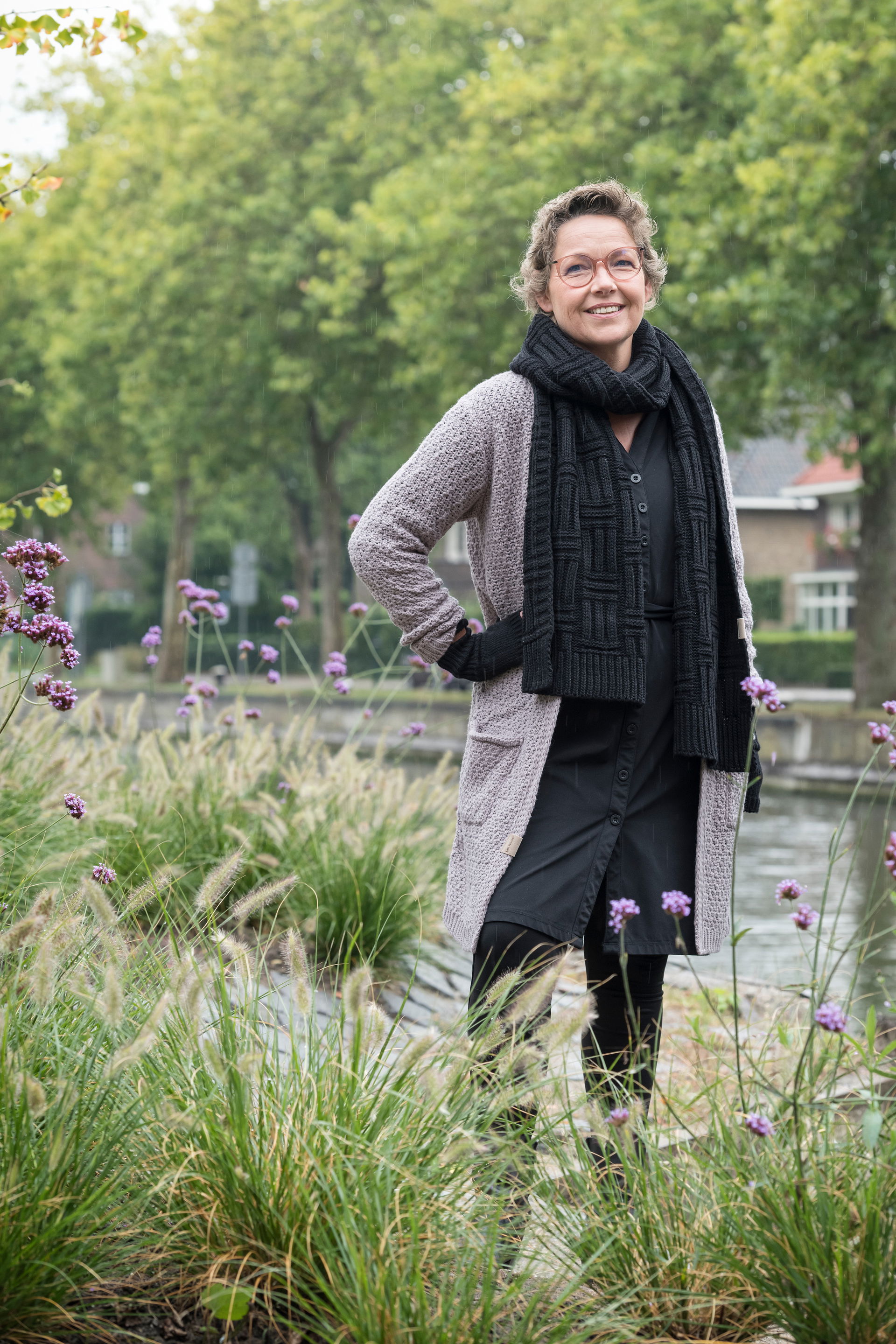 Luna Strickjacke Mauve - 40/42 - Mit Taschen