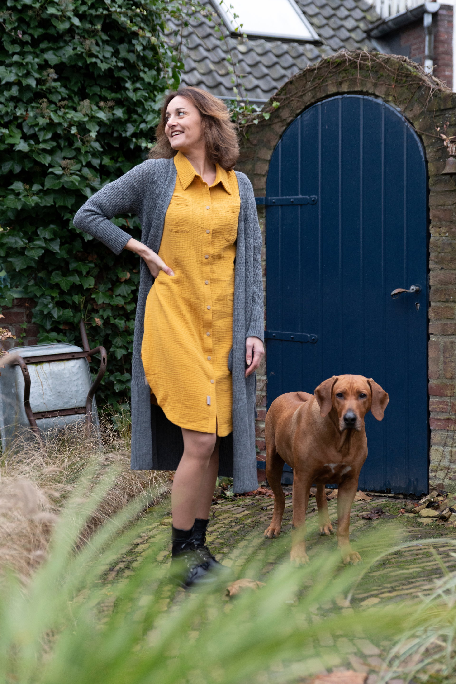 Gina Lang Gebreid Vest Zwart - 36/38 - Met steekzakken