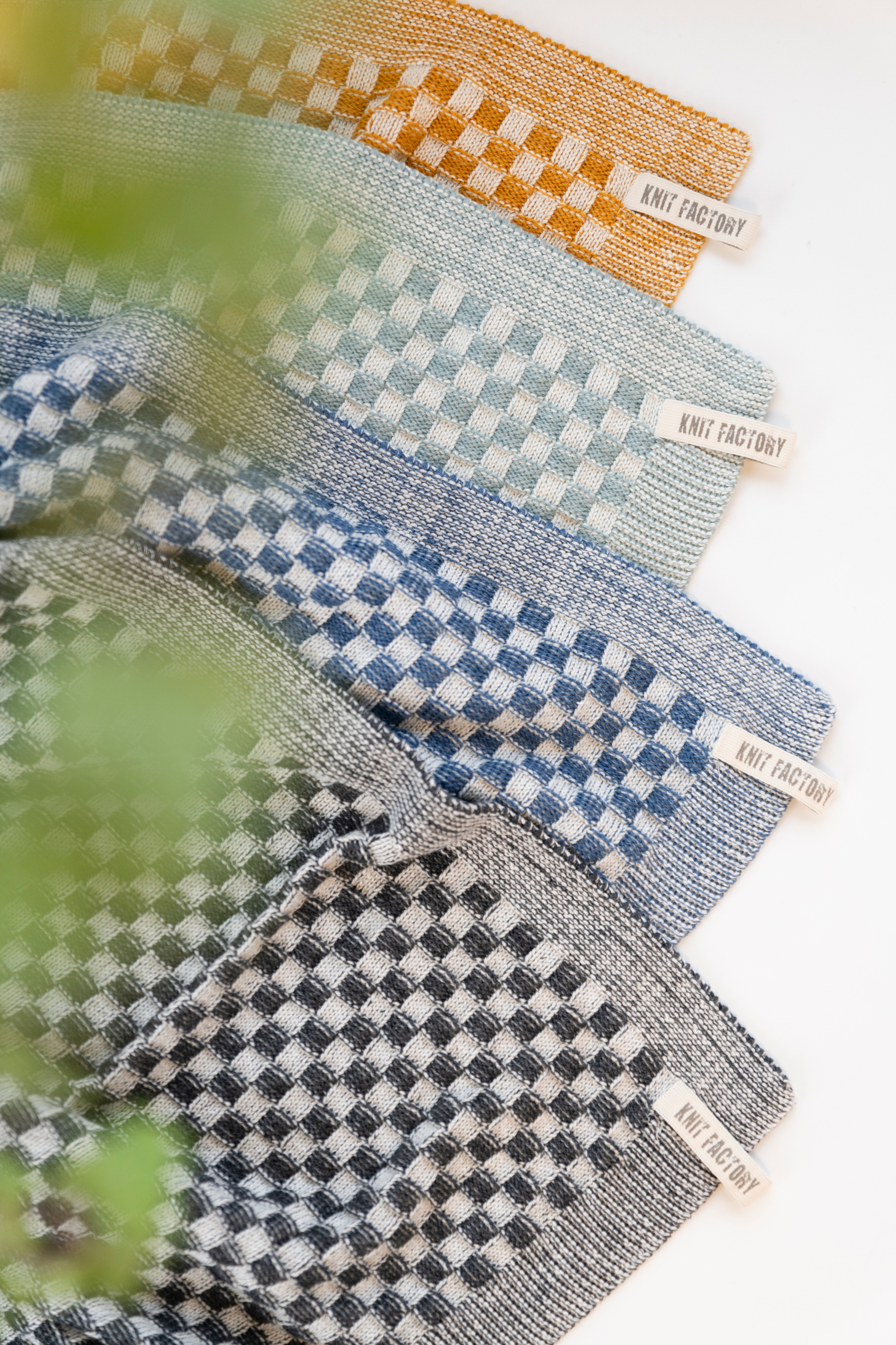 Keukendoek Cubes Ecru/Mint