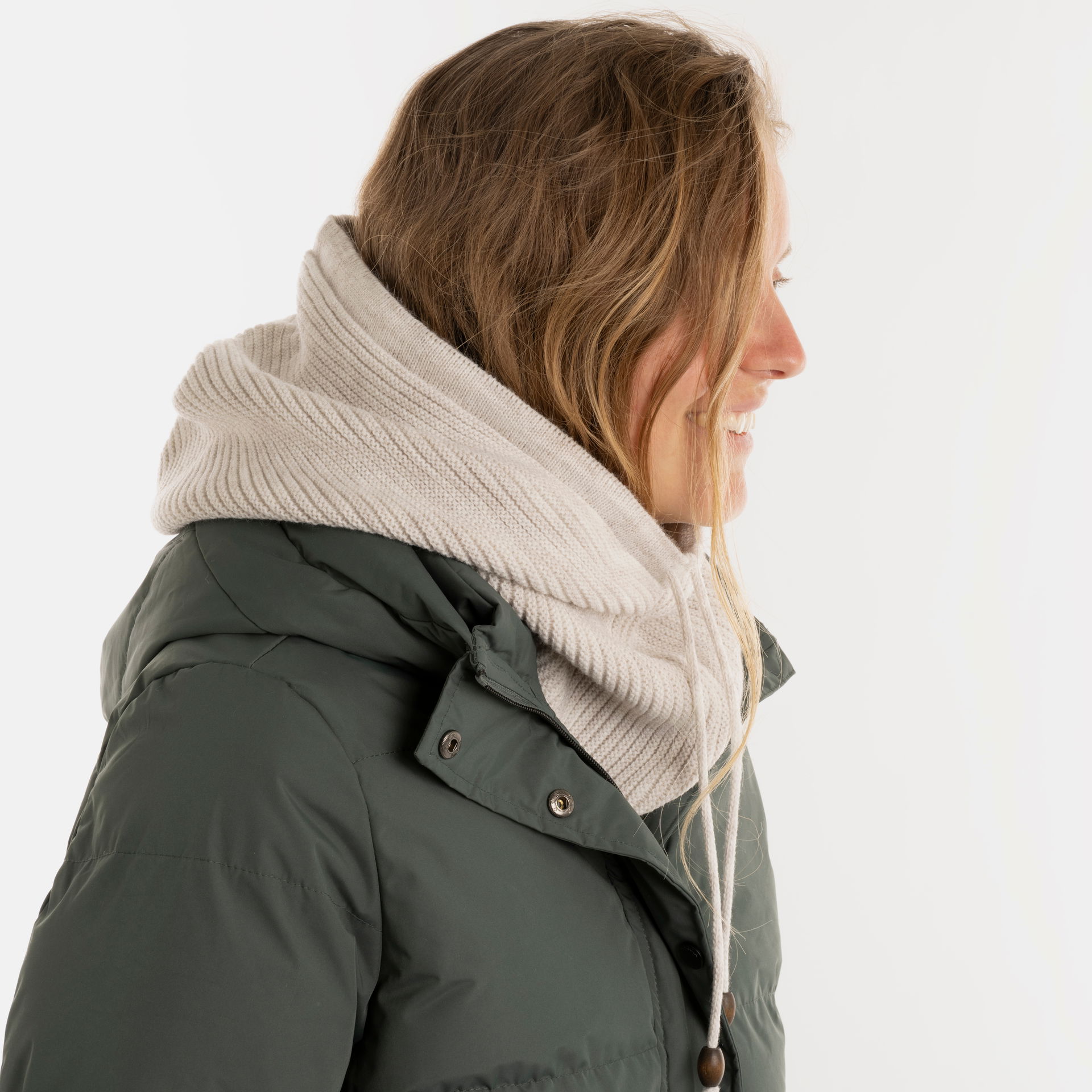 Evy Hooded Scarf Beige