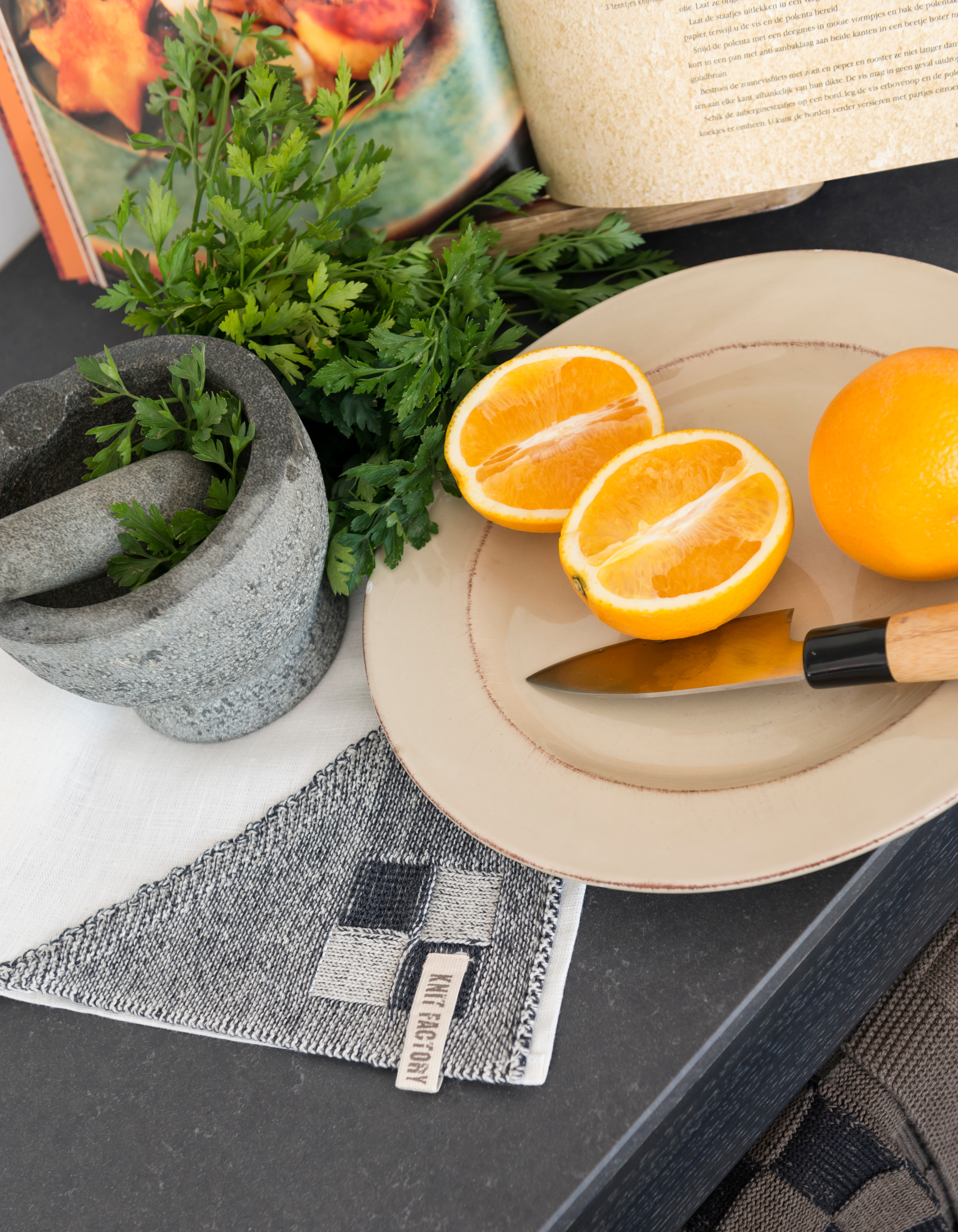 Tea-towel Block Ecru/Anthracite