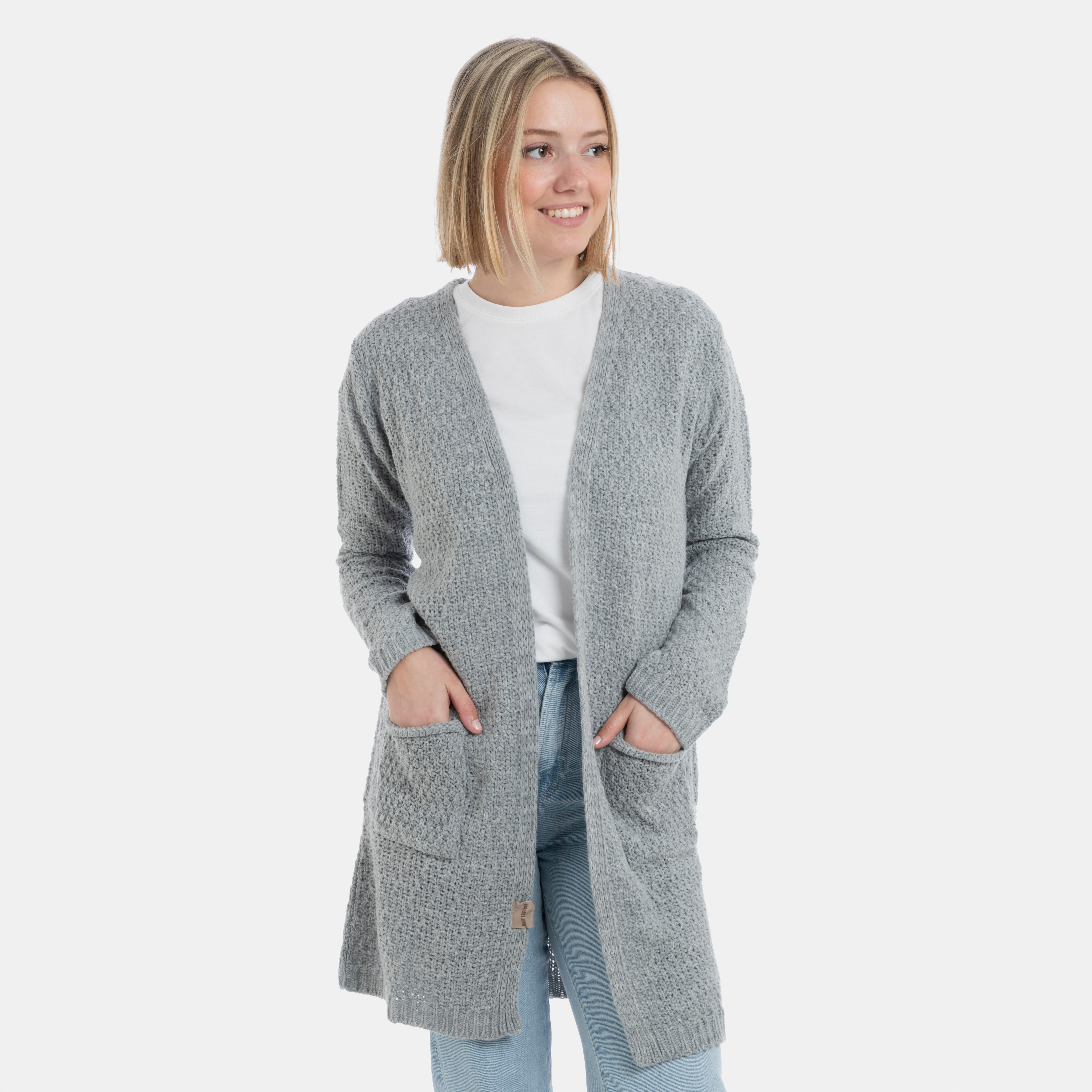 Luna Strickjacke Grau - 36/38 - Mit Taschen