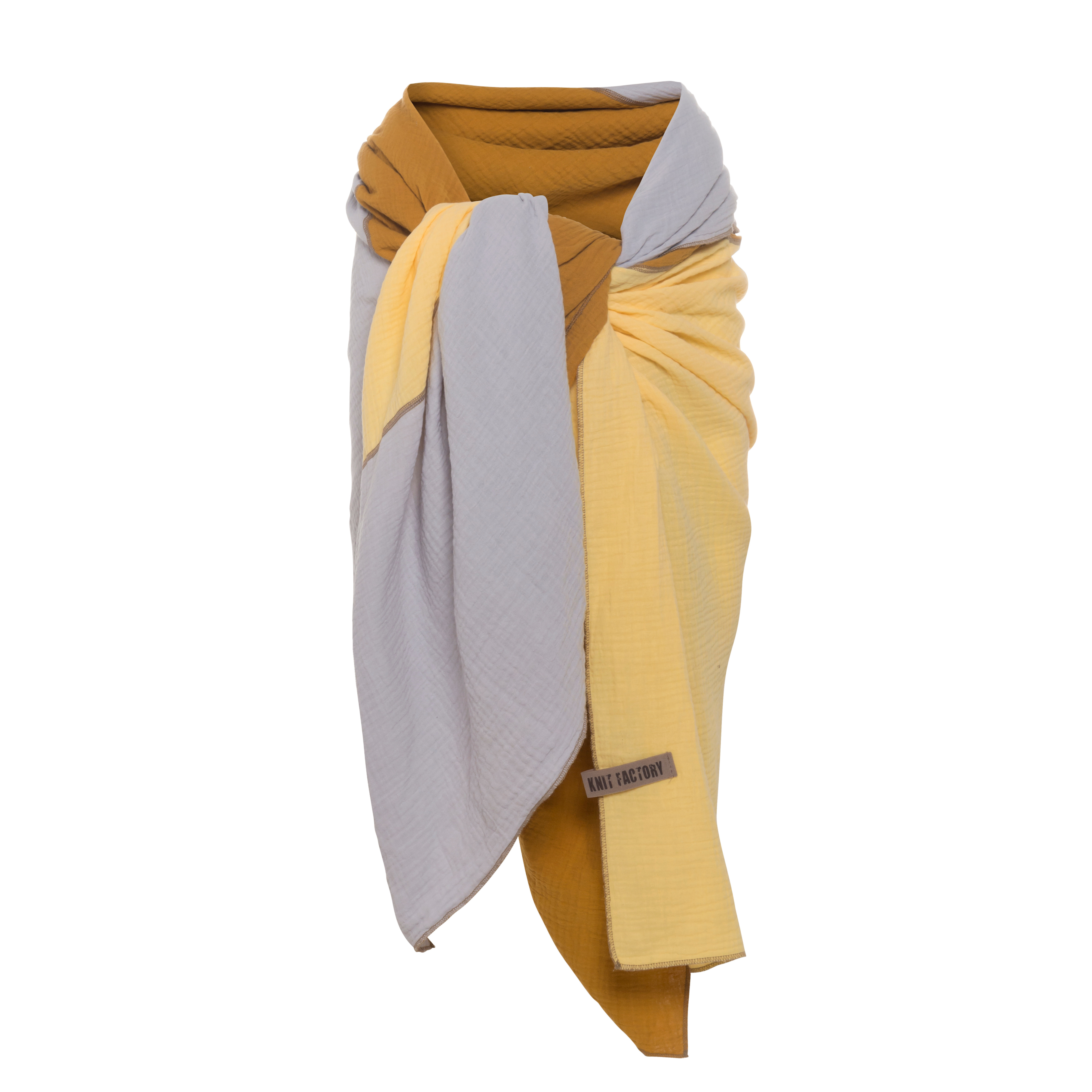 Fay Pareo - XL Musselintuch - Strandtuch Ocker/Citrus