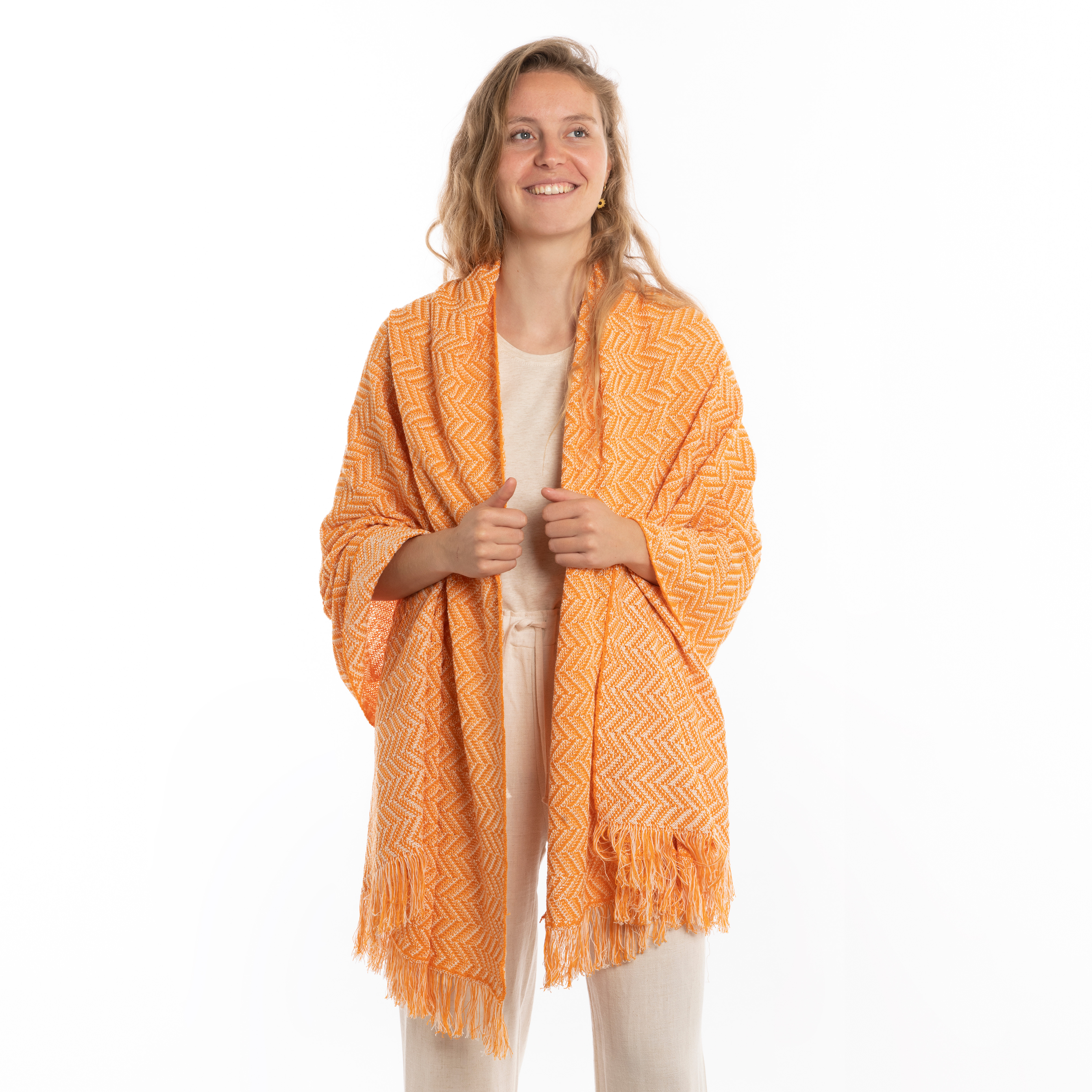 Soleil Scarf Ecru/Orange