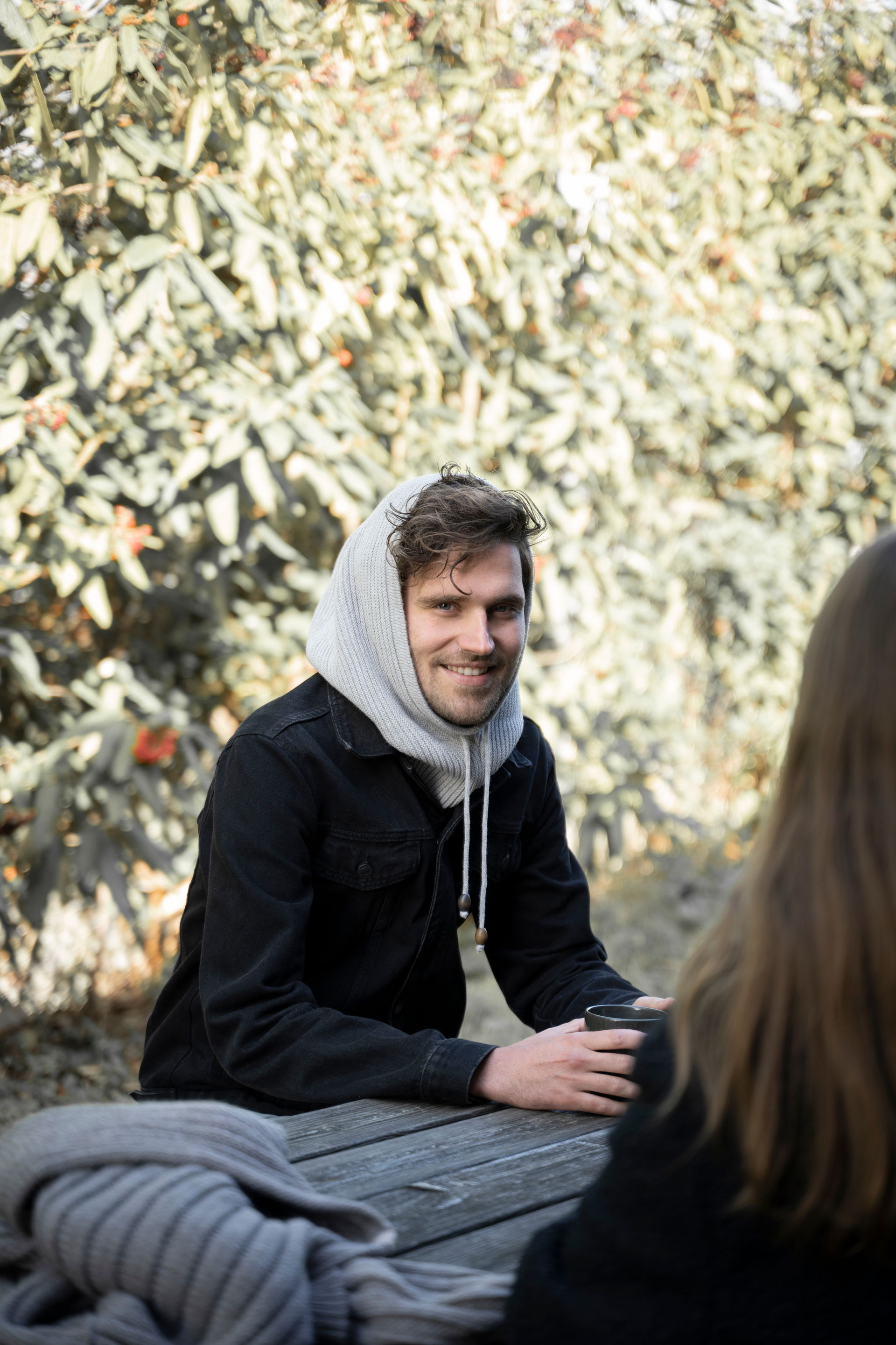 Evy Hooded Scarf Beige