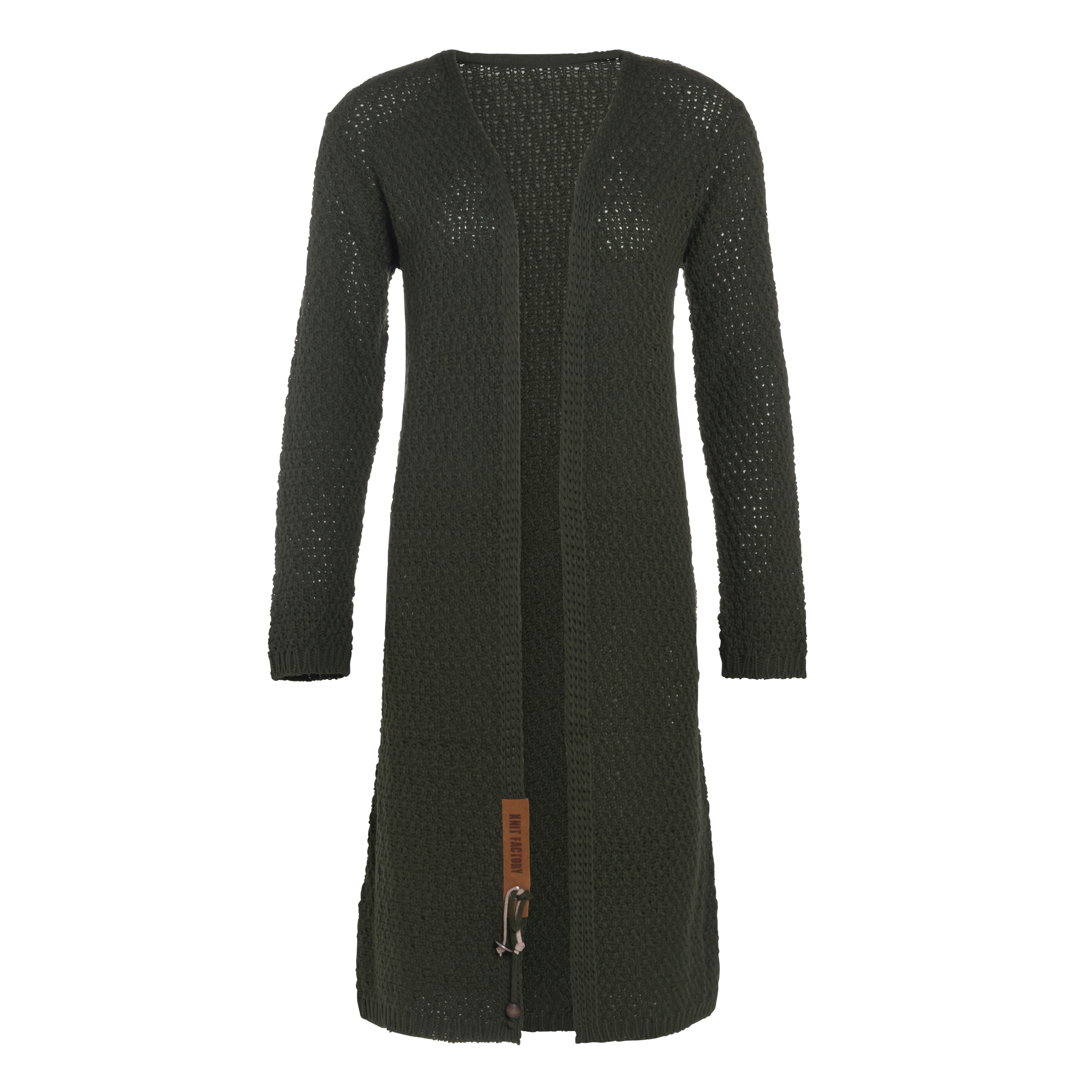 Luna Long Knitted Cardigan Khaki - 36/38 Luna Long Knitted Cardigan Khaki - 36/38