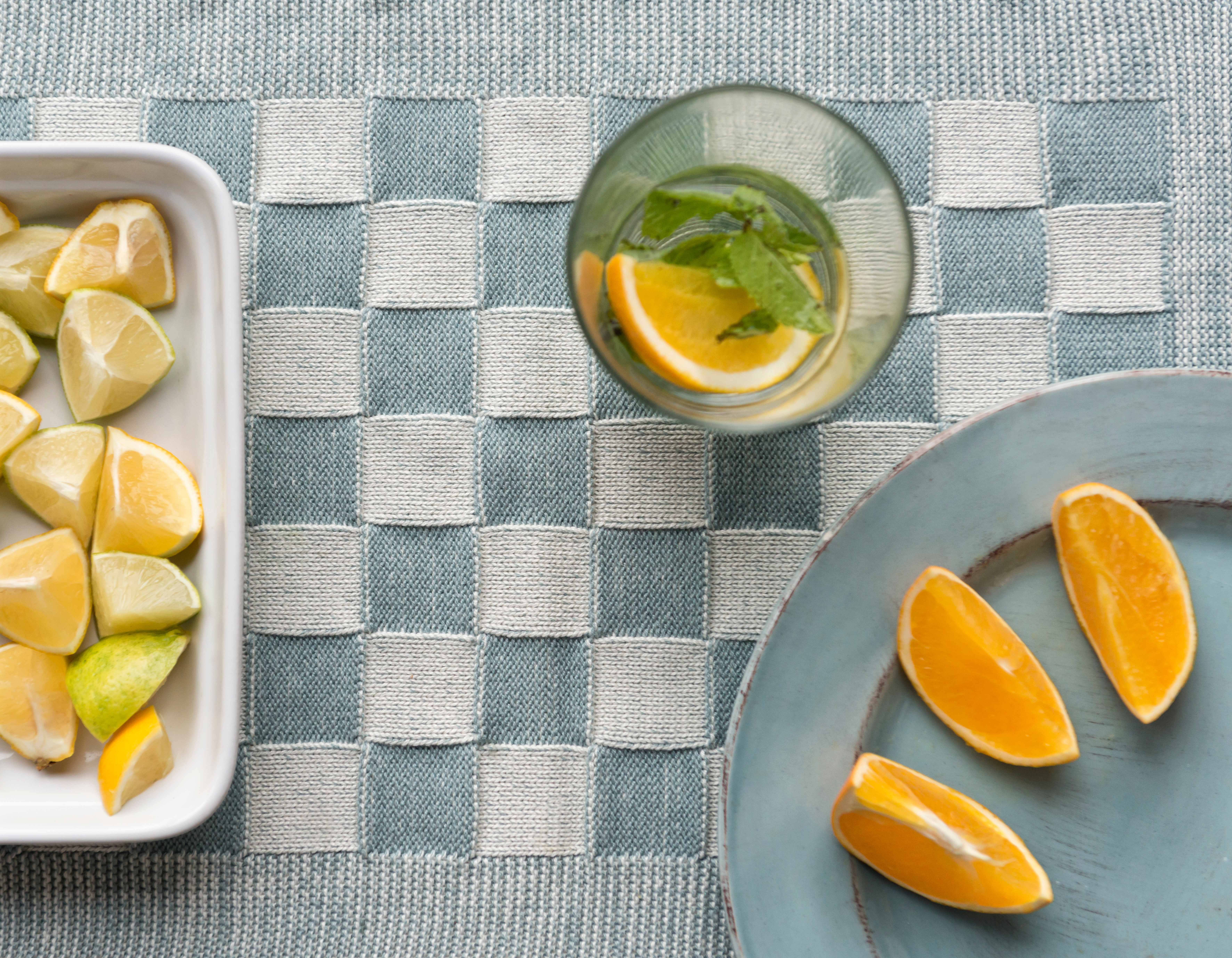 Placemat Block Ecru/Stone Green