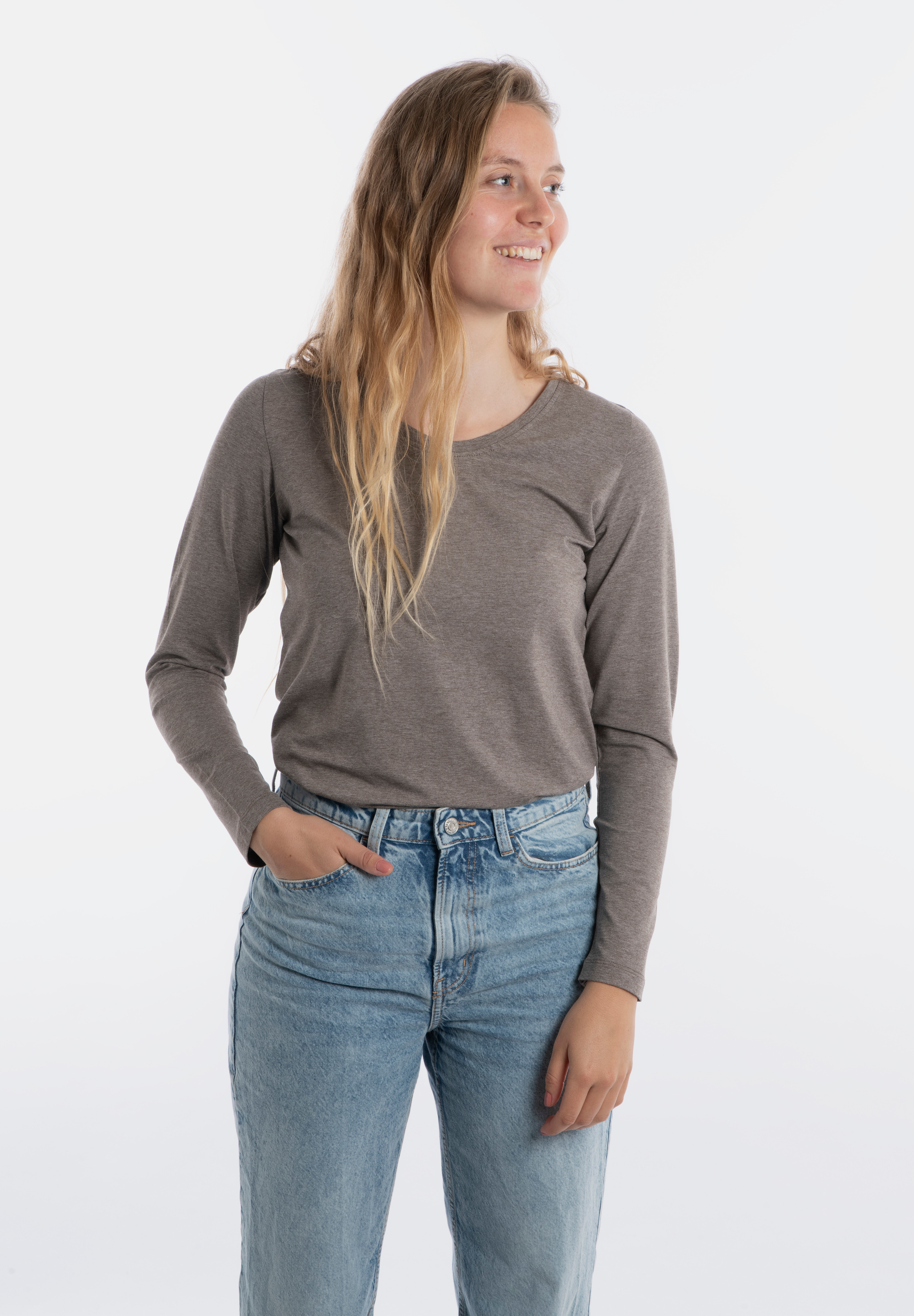 Lily Shirt Taupe - S - Lange Mouwen