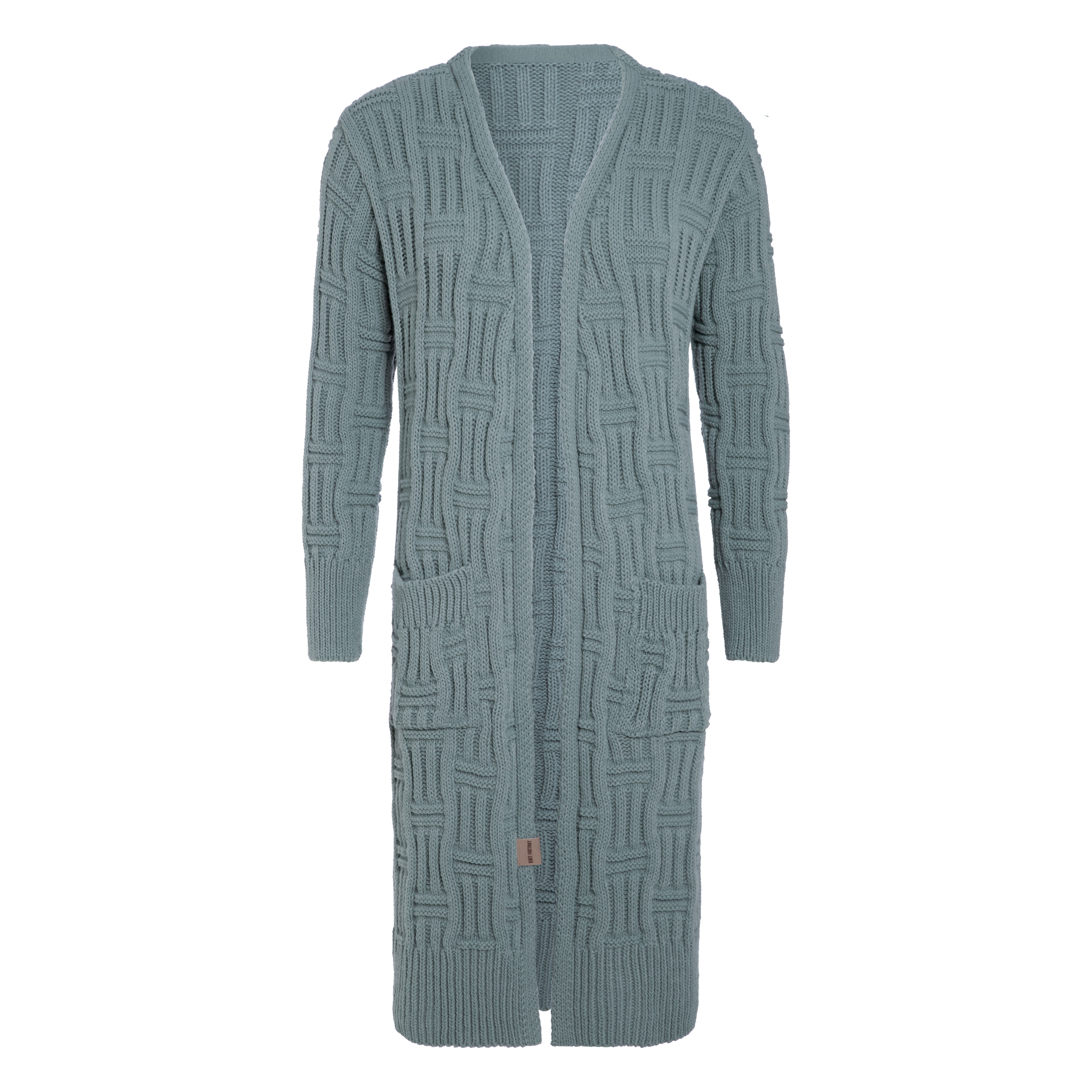 Bobby Long Knitted Cardigan Stone Green - 36/38 - With side pockets