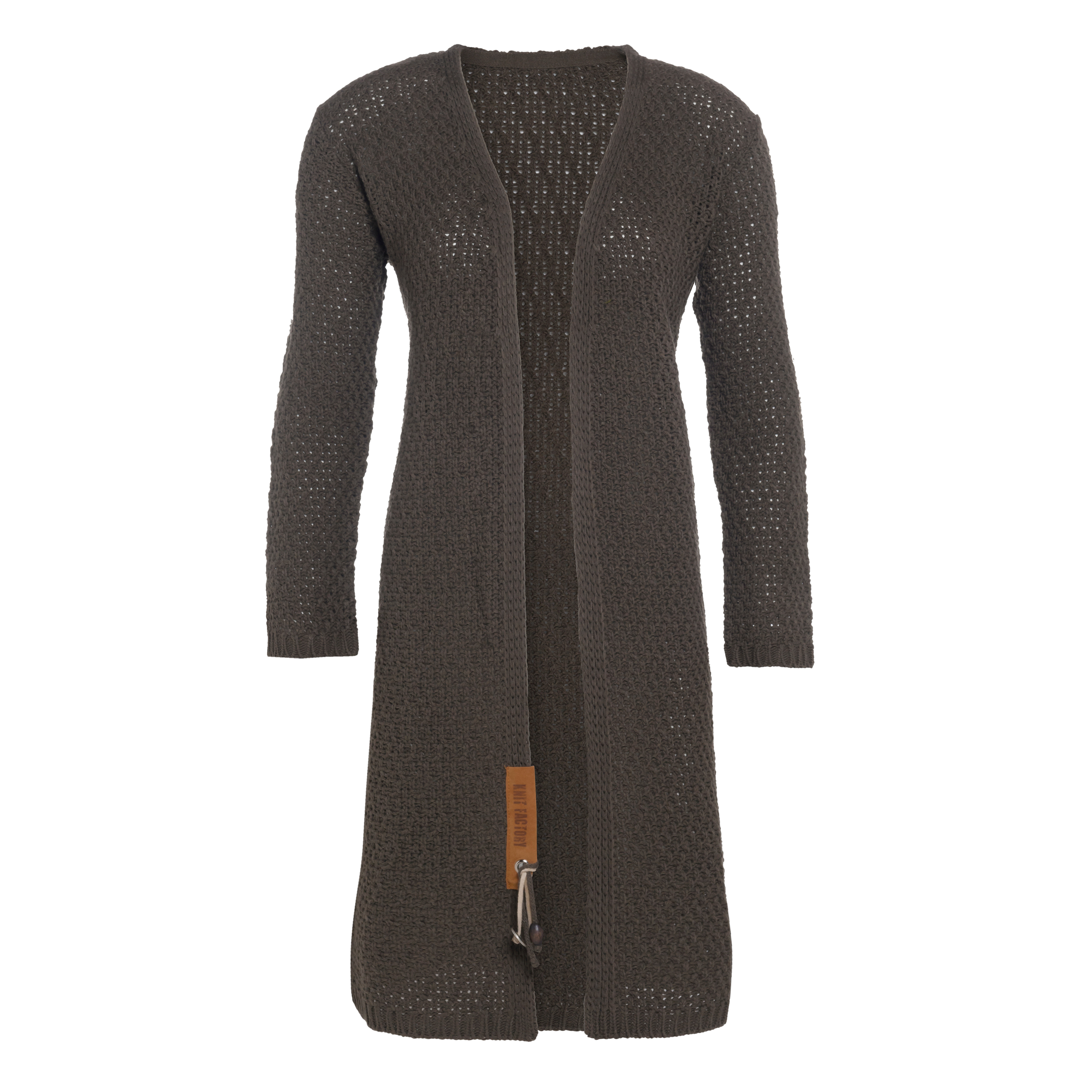 Luna Lang Gebreid Vest Taupe - 36/38