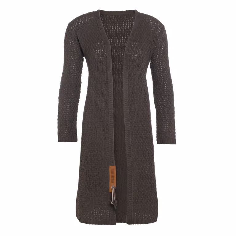 Luna Lang Gebreid Vest Taupe - 36/38