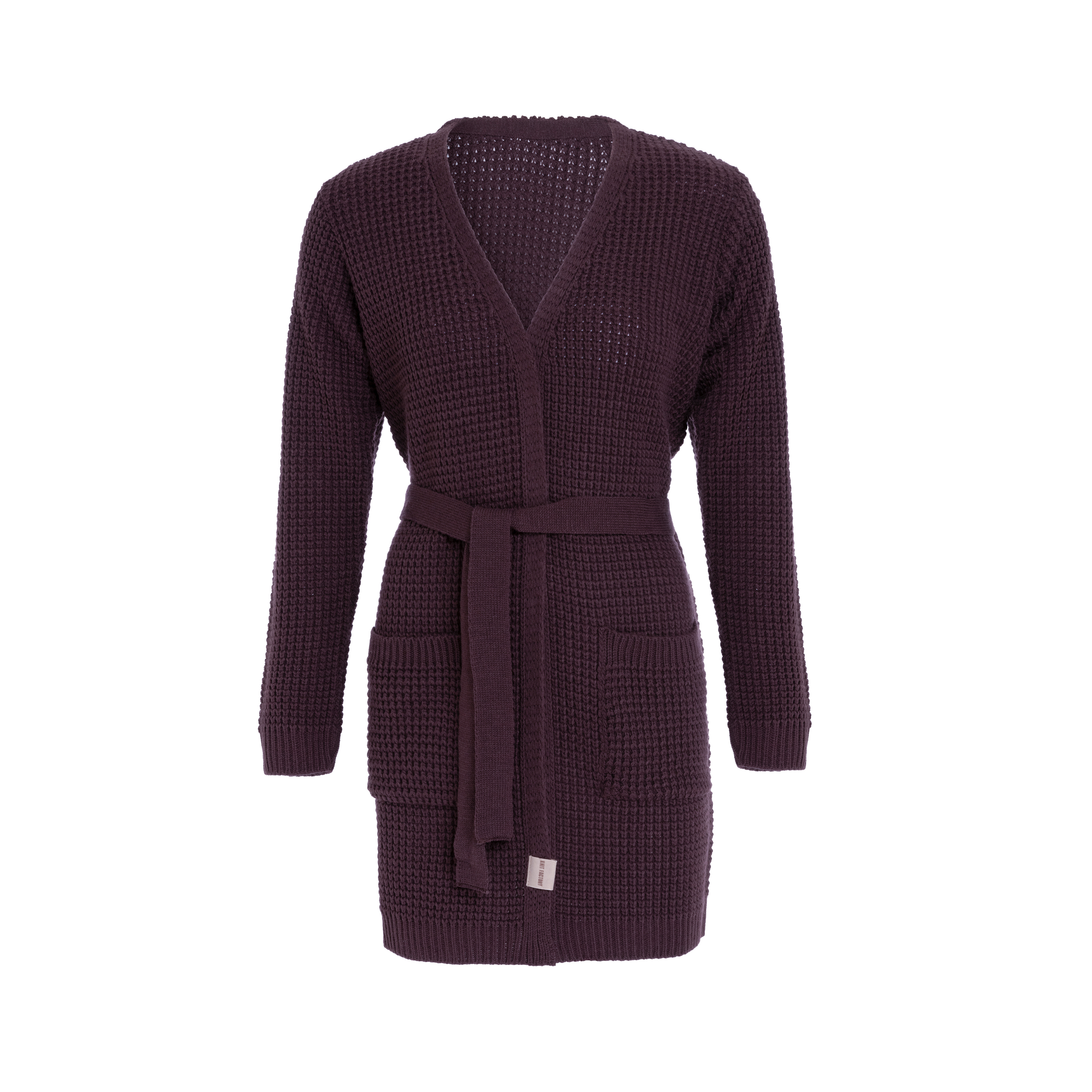 Robin Knitted Cardigan Aubergine - 36/38 - With side pockets
