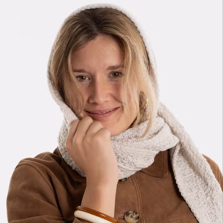 Blake Hooded Scarf Beige