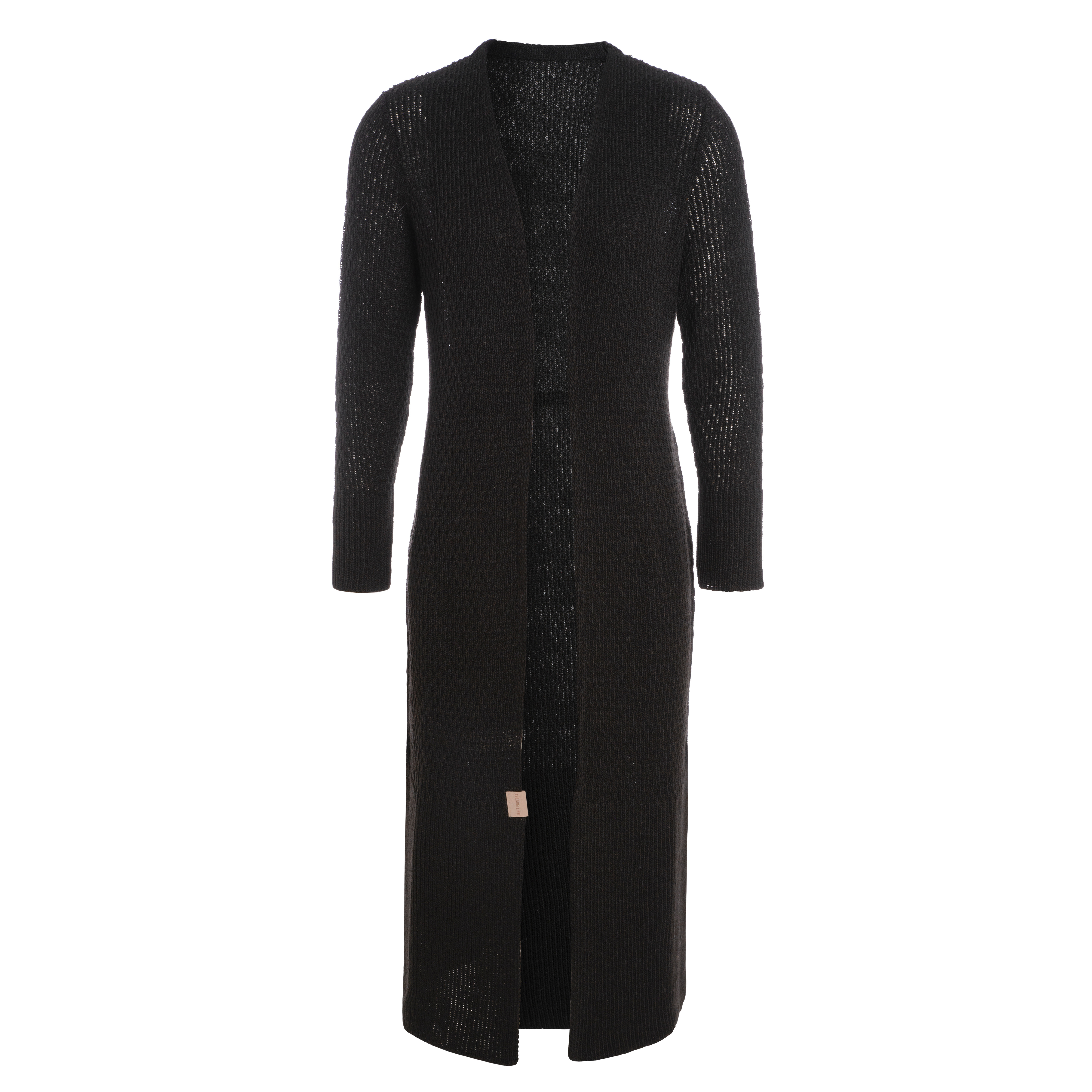 Gina Long Knitted Cardigan Black - 40/42 - With side pockets