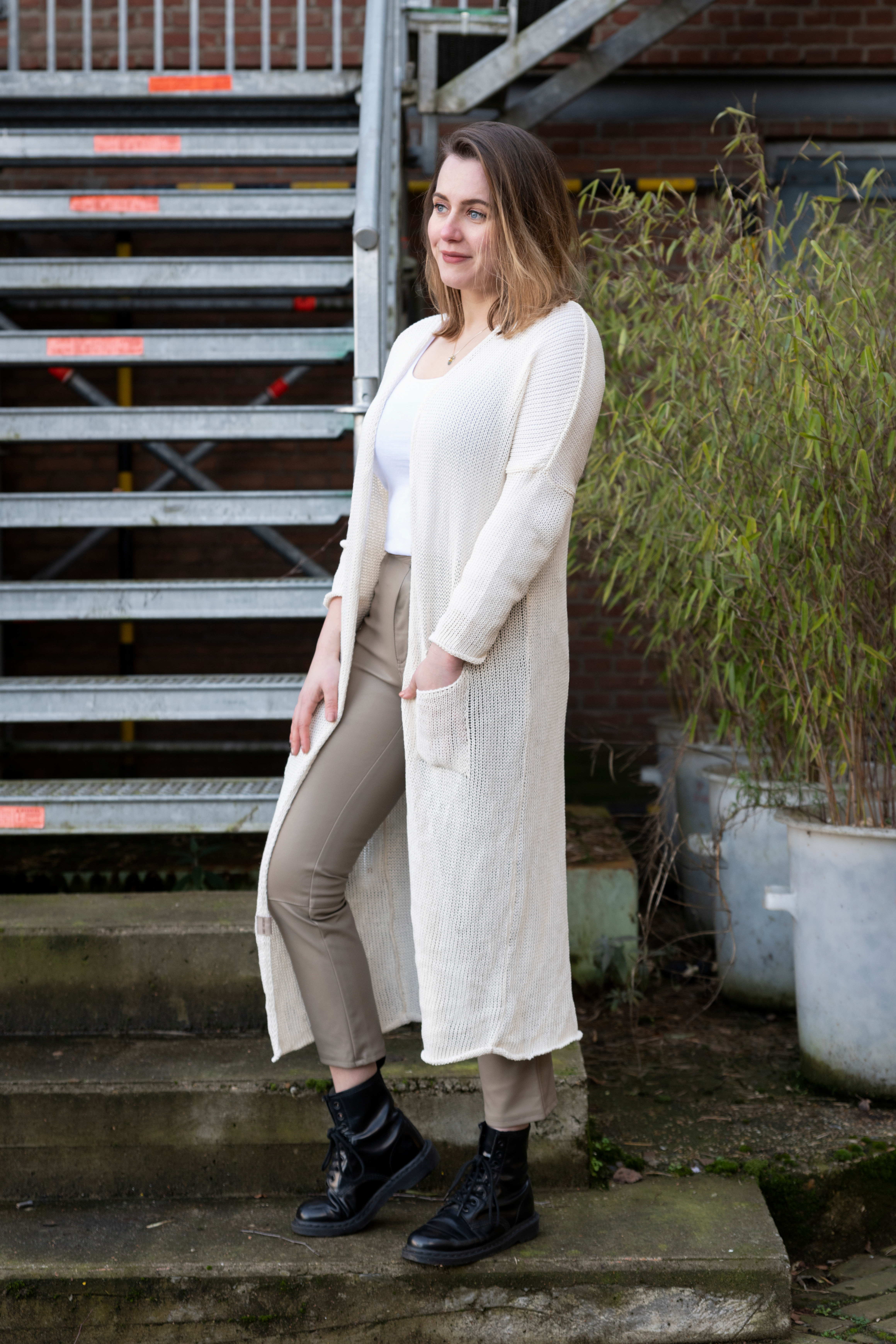 Jasmin Lang Gebreid Vest Oud Roze - 36/38 - Met steekzakken