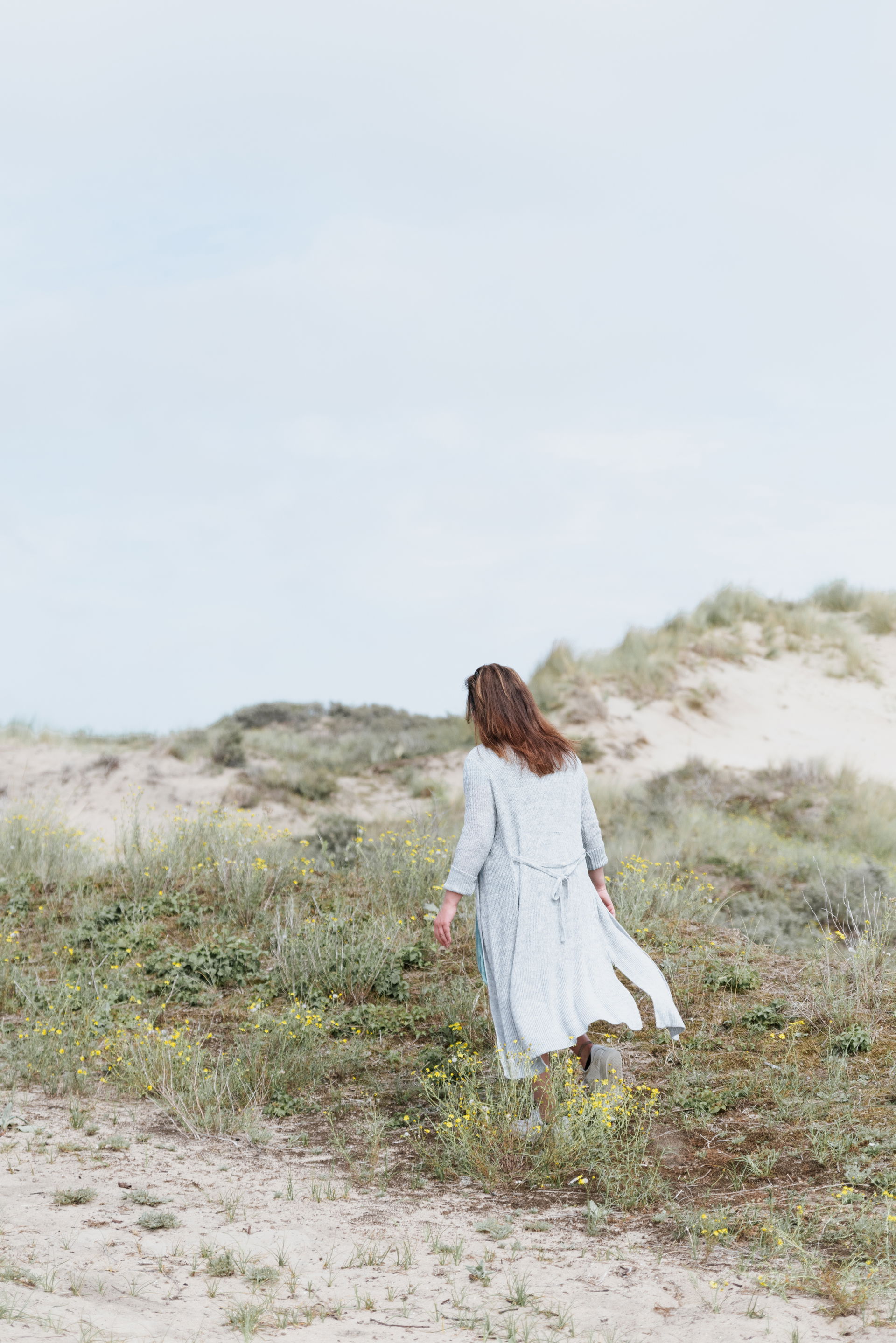 Gina Lang Gebreid Vest Licht Grijs - 40/42 - Met steekzakken