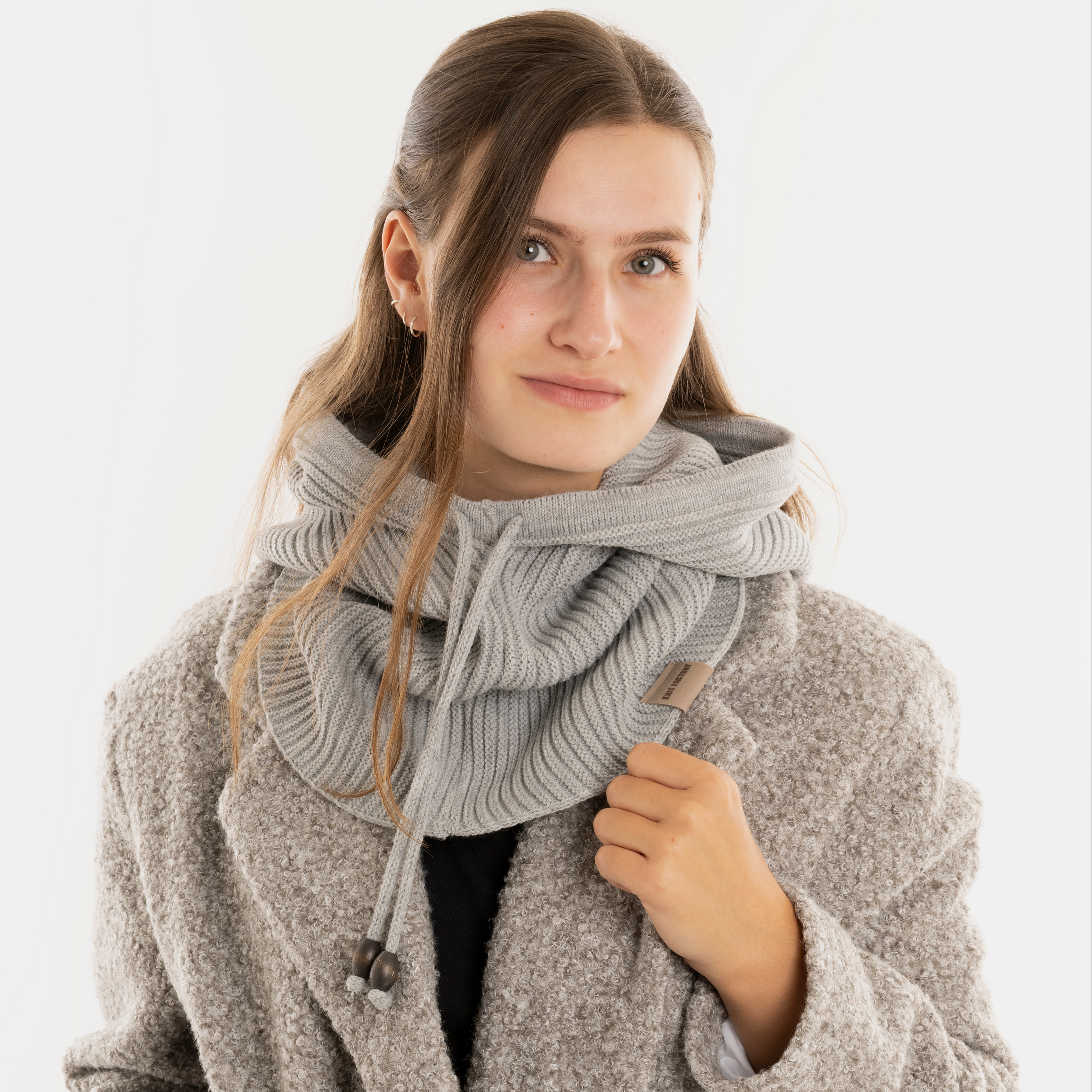 Evy Hooded Scarf Light Grey