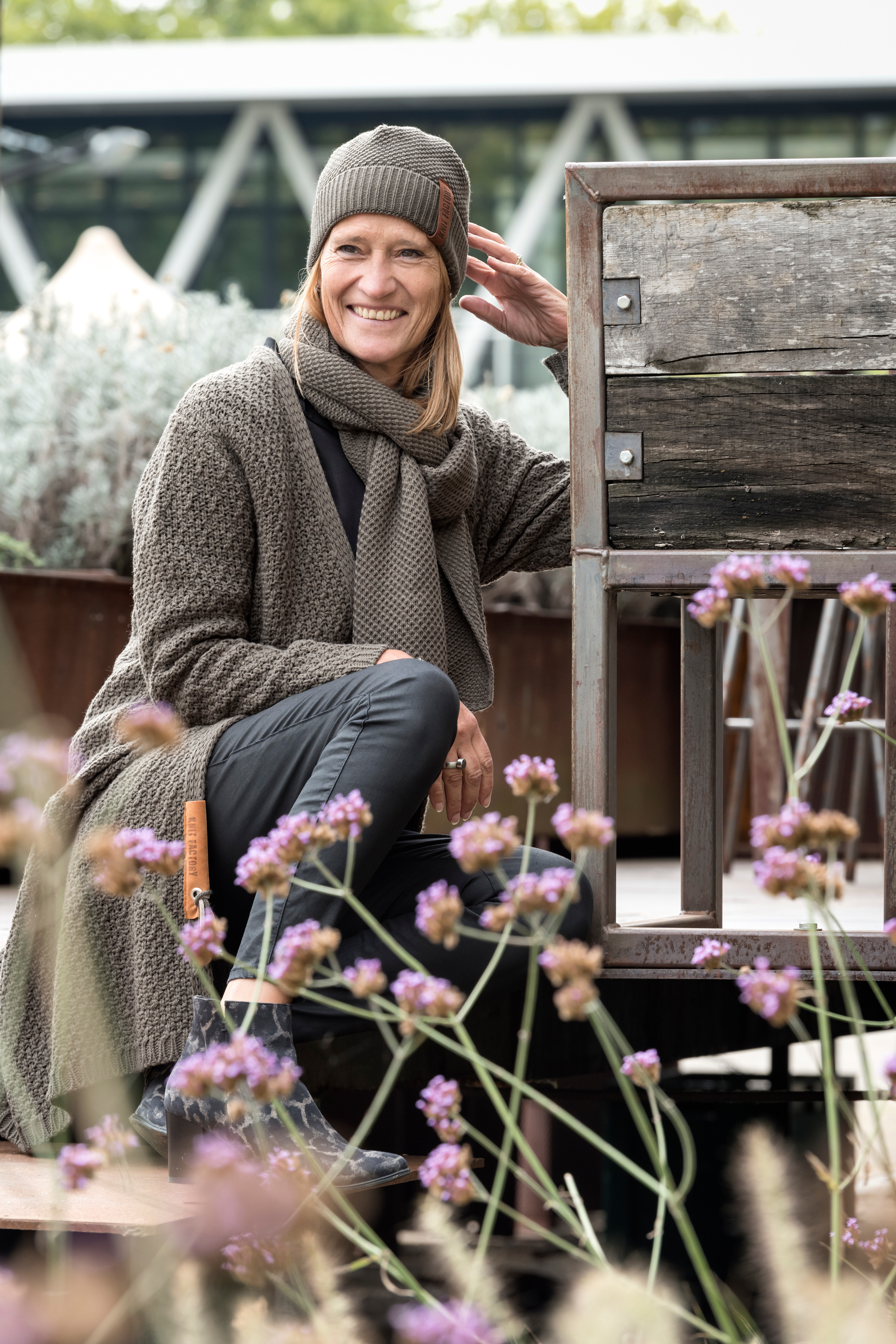 Luna Lang Gebreid Vest Taupe - 36/38