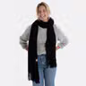 Reese Scarf Black - With loop and fringes