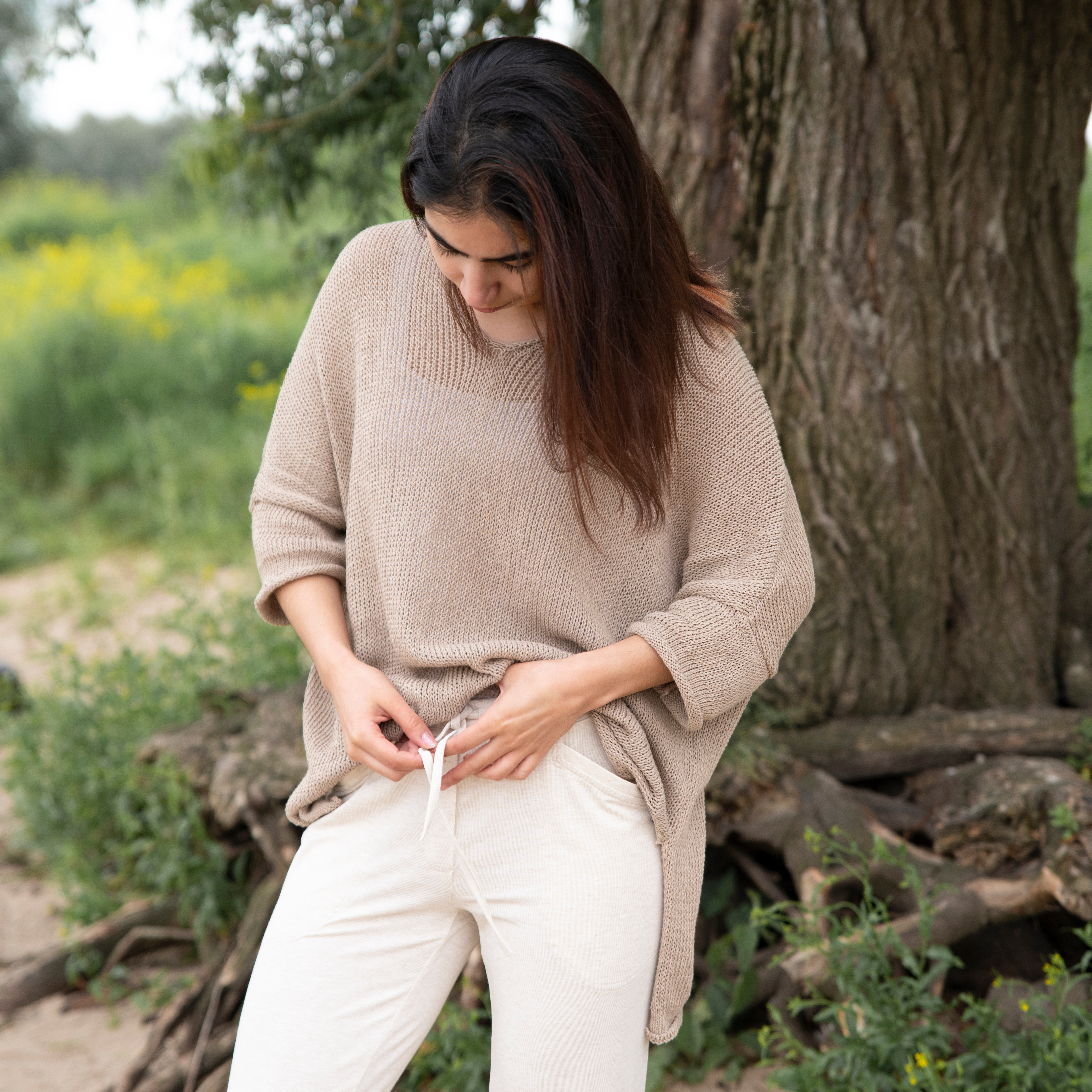 Jasmin Strickpullover V-Ausschnitt Leinen - 36/44