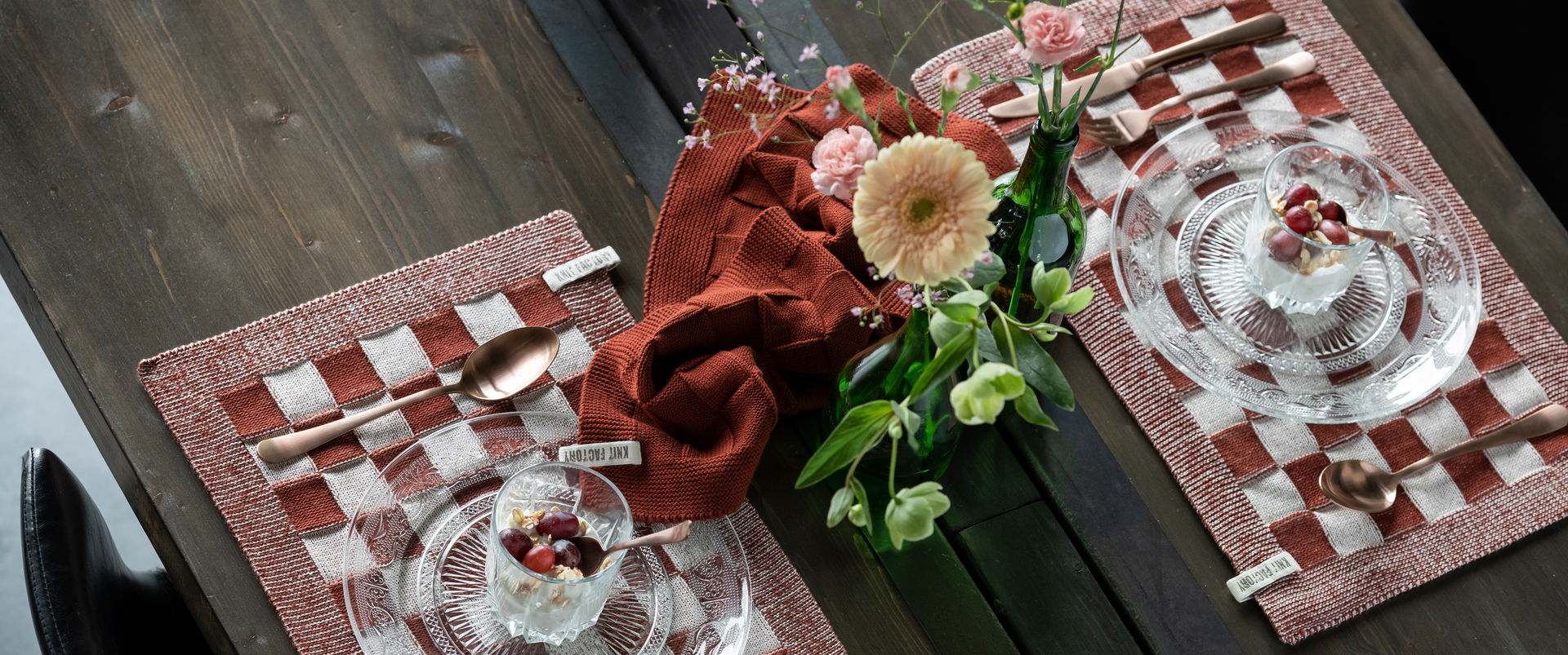 Placemat Block Ecru/Roest