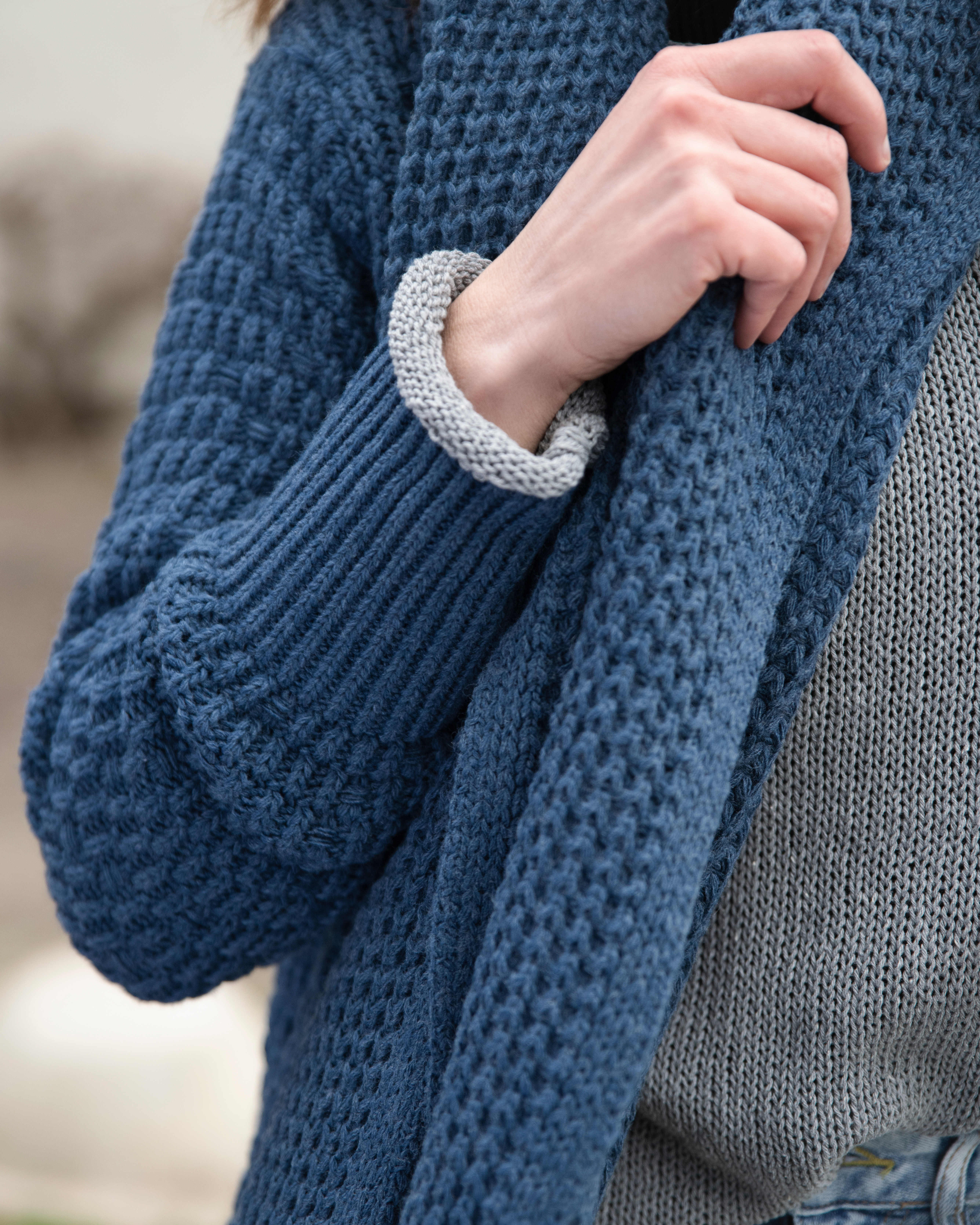 Jaida Lange Strickjacke Nude - 36/38 - Mit Taschen