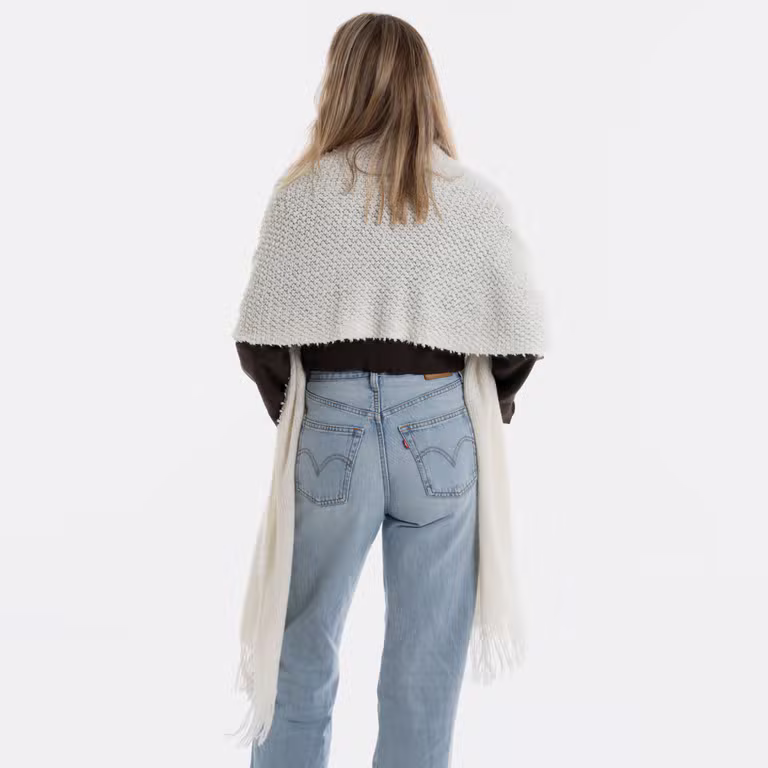 Reese Scarf Beige - With loop and fringes
