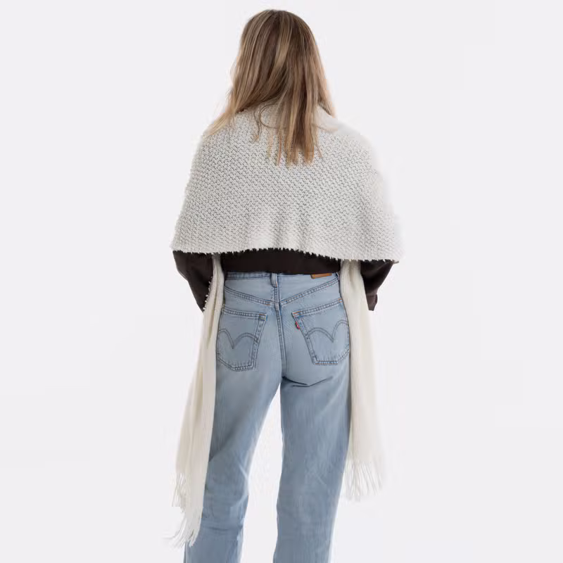 Reese Scarf Beige - With loop and fringes