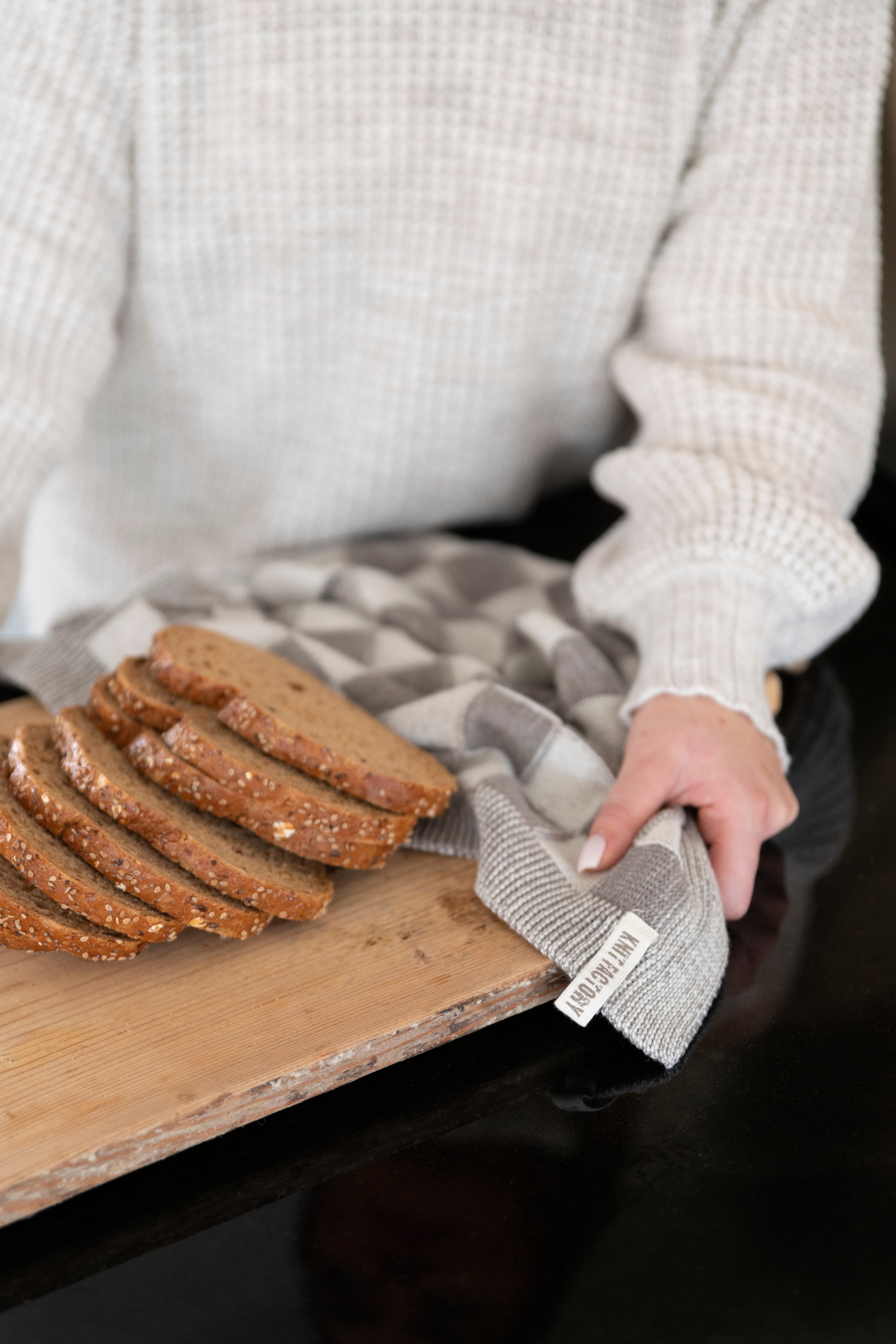 Kitchen Towel Block Ecru/Taupe
