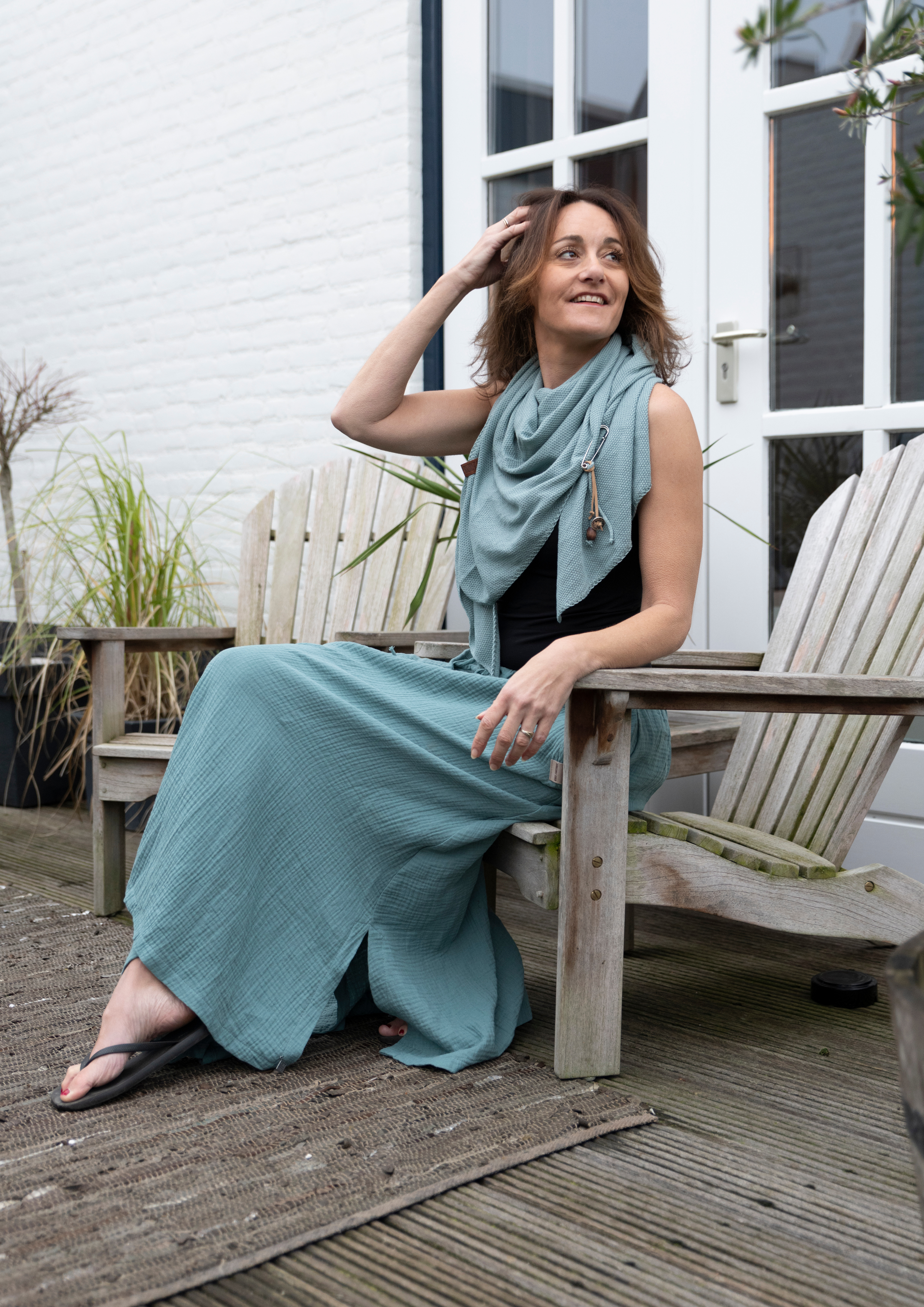 Lola Triangle Scarf Stone Green